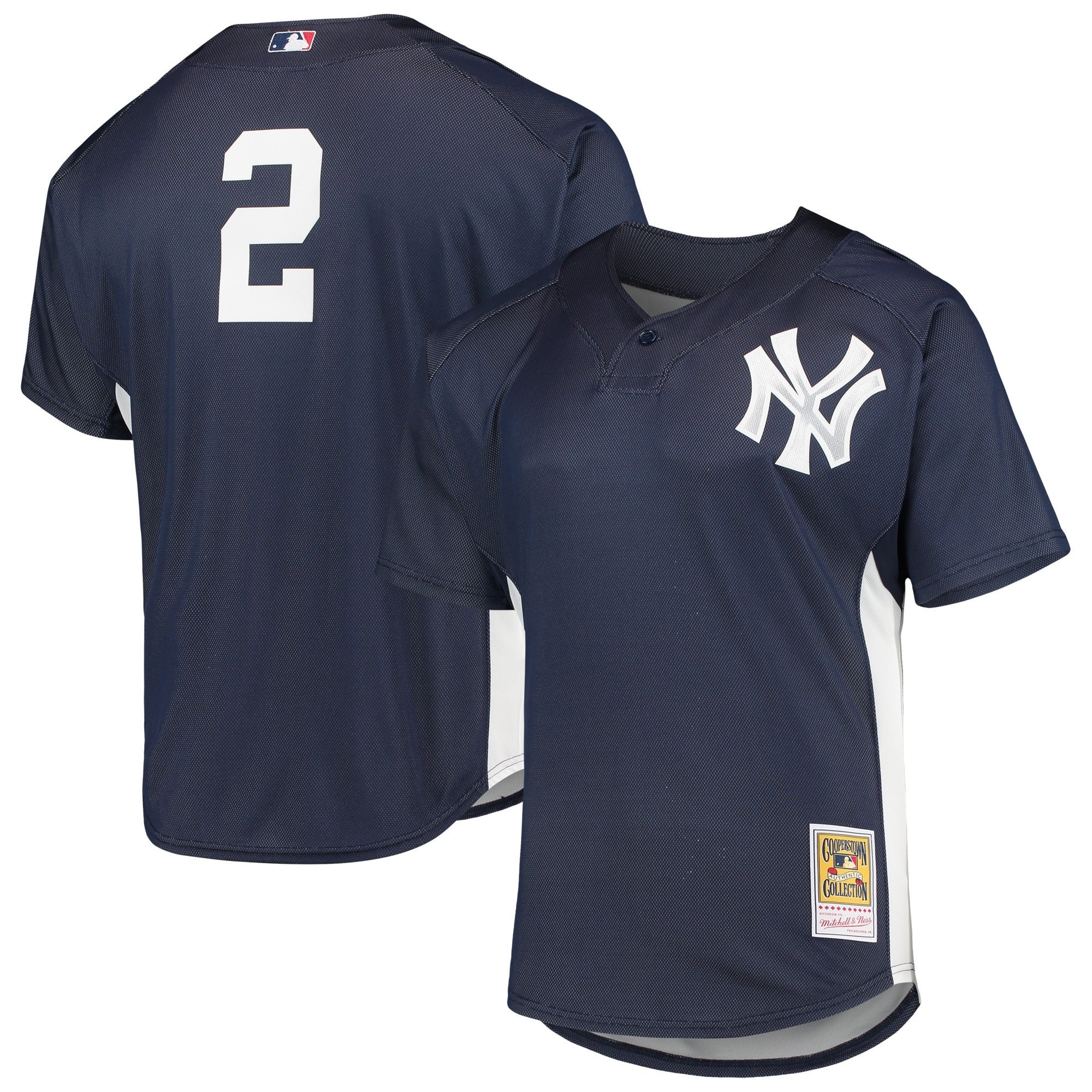 Derek Jeter New York Yankees Mitchell And Ness Cooperstown Collection Mesh Batting Practice Stitched Jersey – Navy