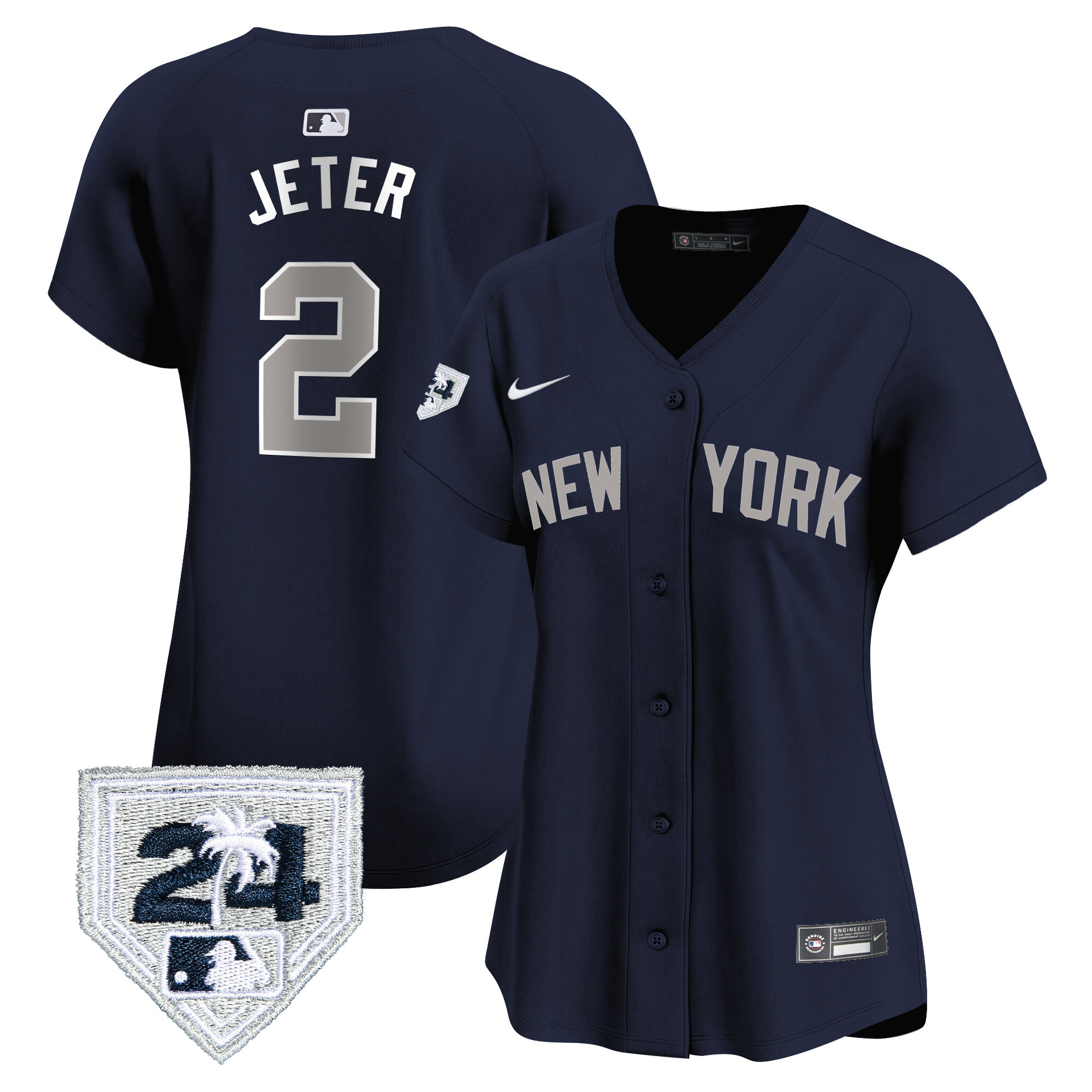 Derek Jeter Women's New York Yankees 2024 Spring Training Patch Vapor Premier Limited Alternate Jersey - All Stitched