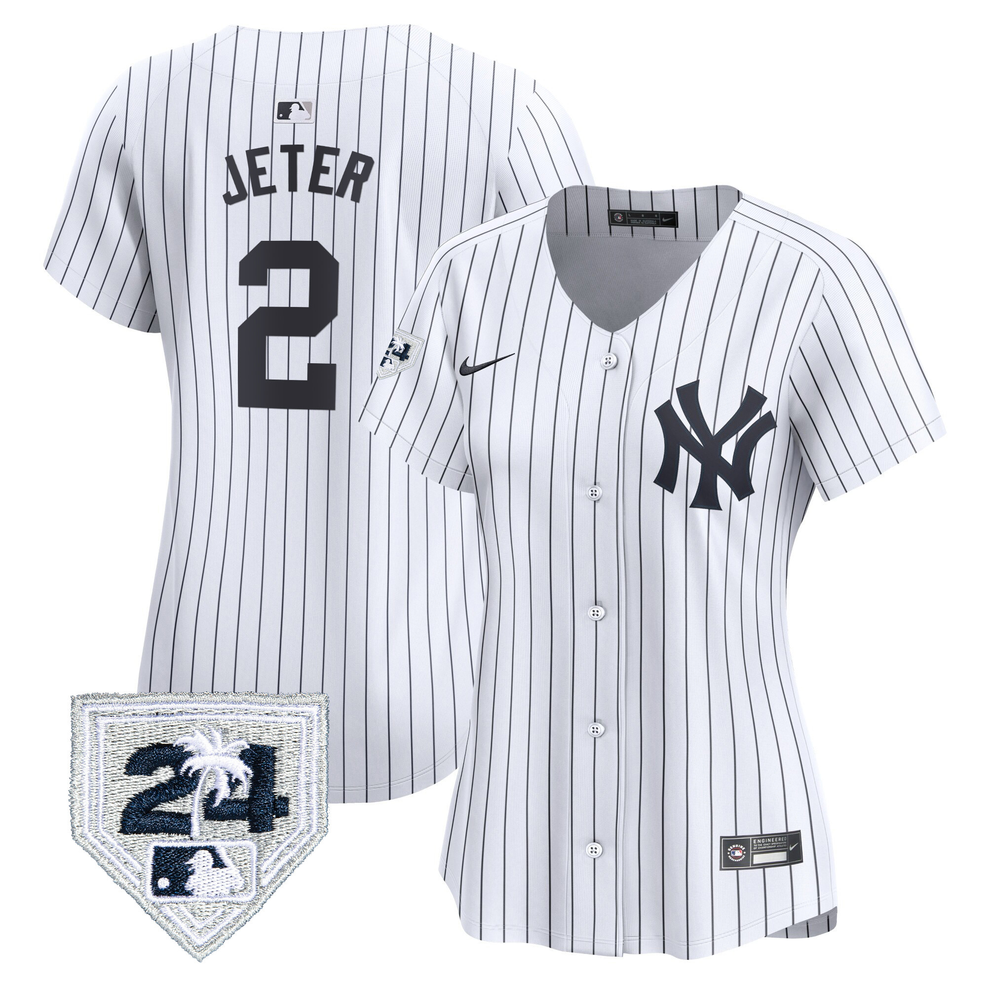 Derek Jeter Women's New York Yankees 2024 Spring Training Patch Vapor Premier Limited White Jersey - All Stitched