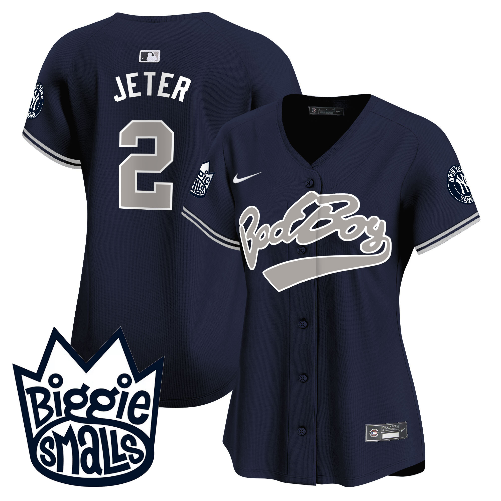 Derek Jeter Women's New York Yankees Biggie Smalls Vapor Premier Limited Alternate Jersey - All Stitched