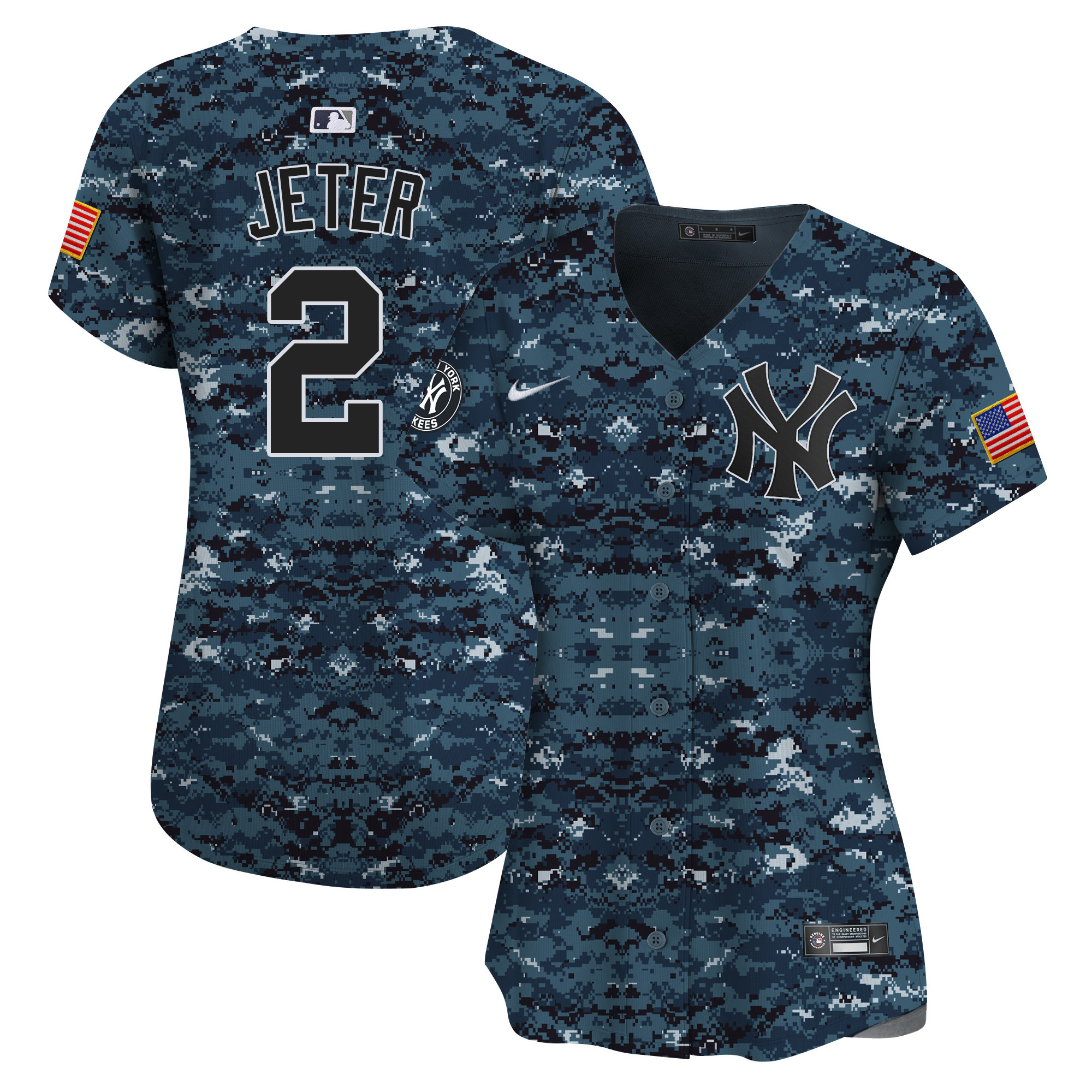 Derek Jeter Women's New York Yankees USMC Alternate Vapor Premier Limited Navy Jersey - All Stitched