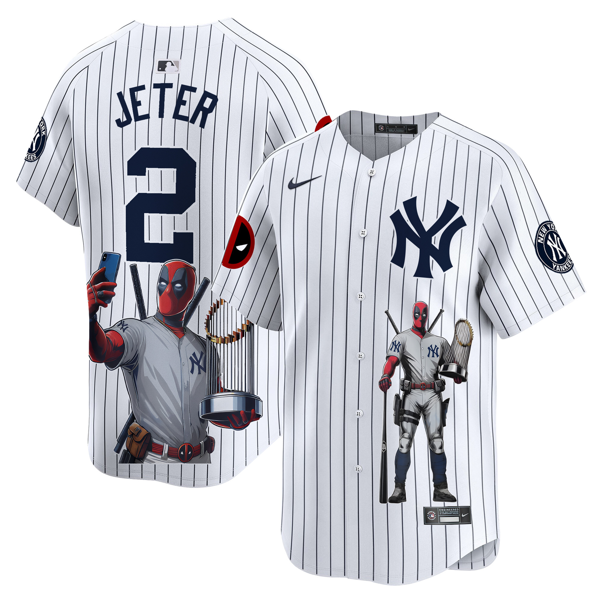 Derek JeterUnisex New York Yankees Deadpool Premier Limited White Jersey - Printed