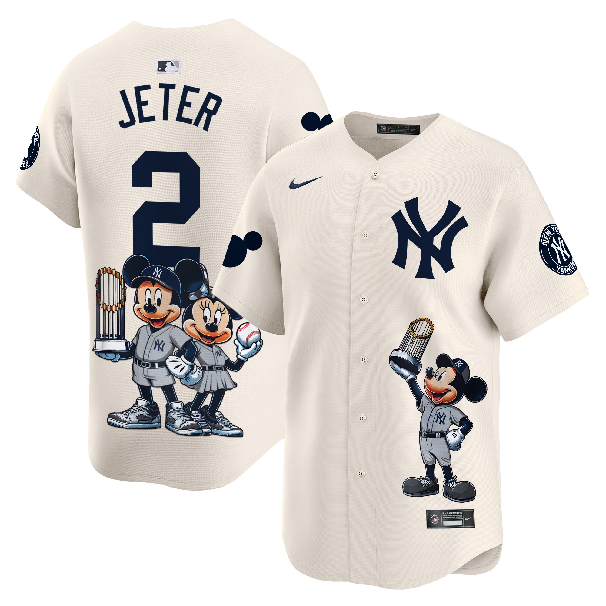 Derek JeterUnisex New York Yankees Mickey Vapor Premier Limited Cream Jersey - Printed