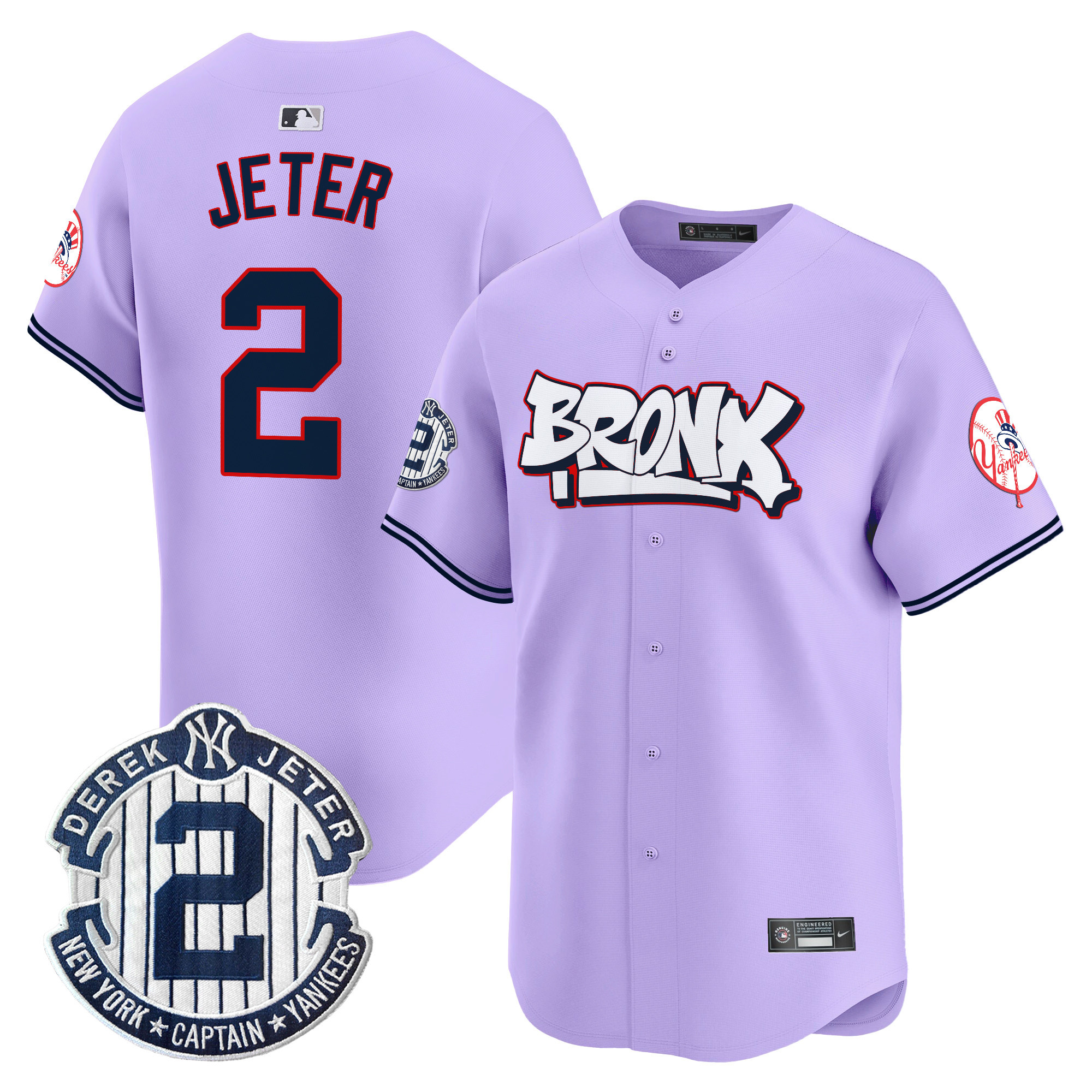 Derek JeterUnisex New York Yankees The Bronx Graffiti Vapor Premier Limited Purple Jersey V4 - All Stitched