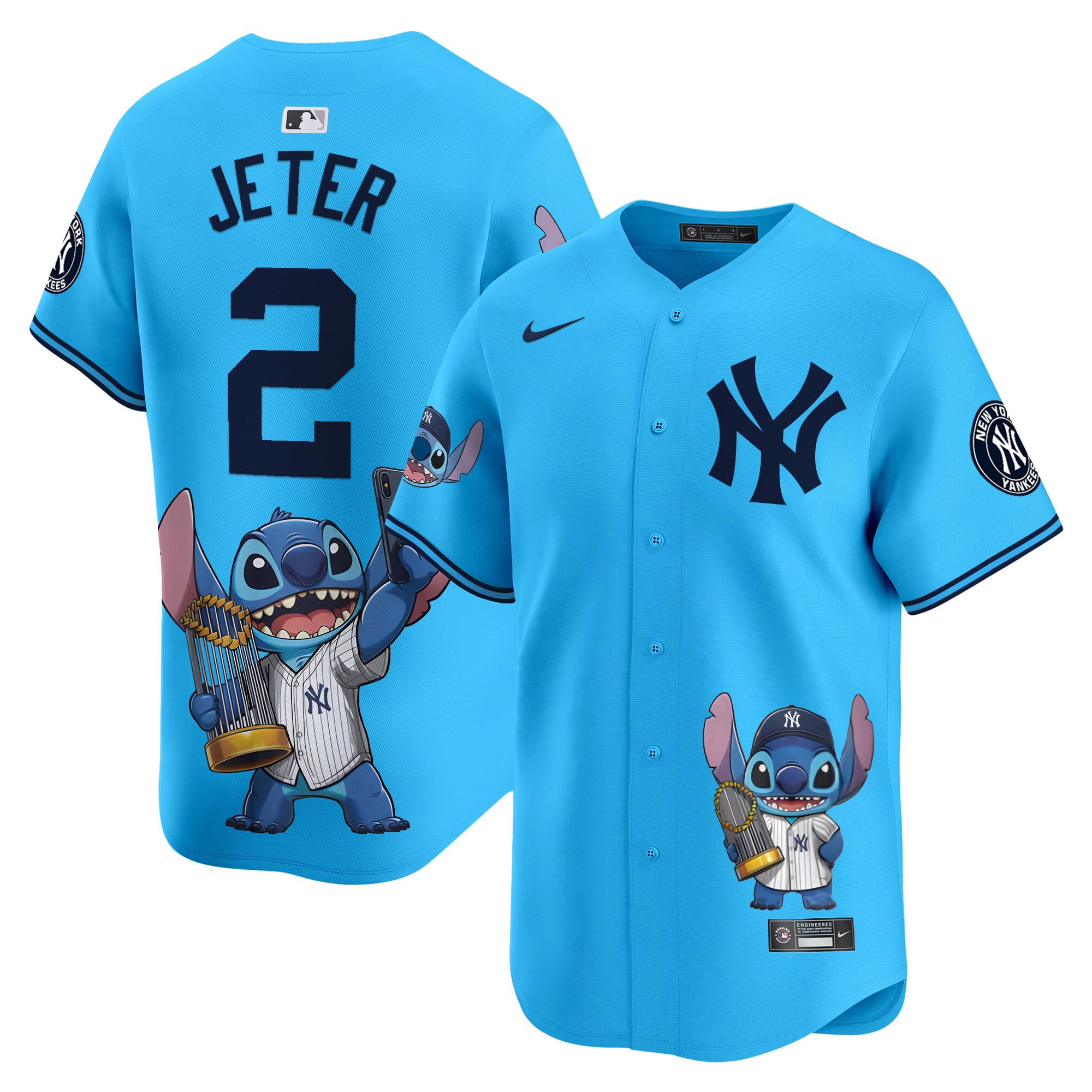 Derek JeterUnisex Yankee Lilo And Stitch Vapor Premier Limited Light Blue Houston Astros Jersey - Printed