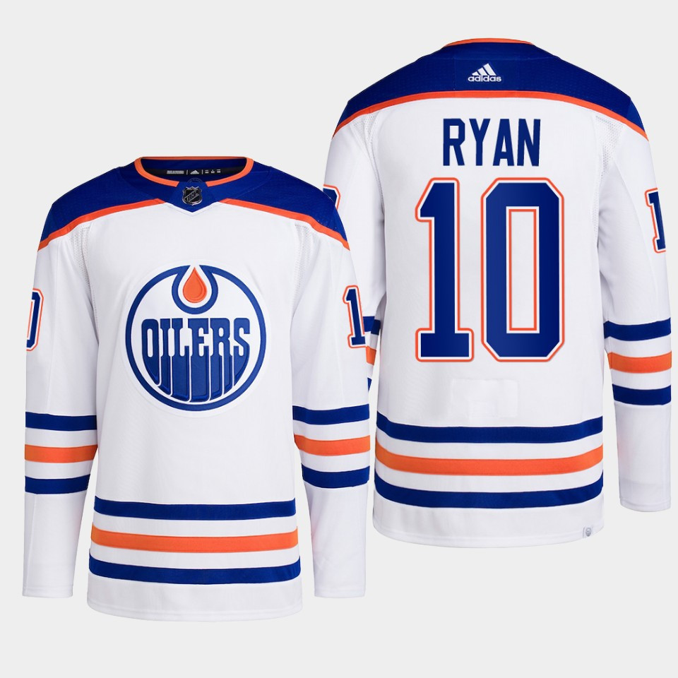 Derek Ryan 10 Edmonton Oilers White Stitched Jersey 2022-23 Primegreen Away
