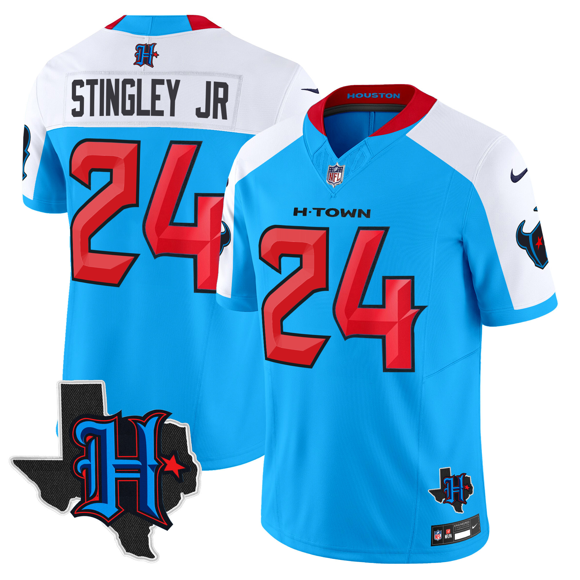 Derek Stingley Jr. Men's Houston Texans 2024 Texas Patch Vapor Limited Blue Alternate Jersey - All Stitched 