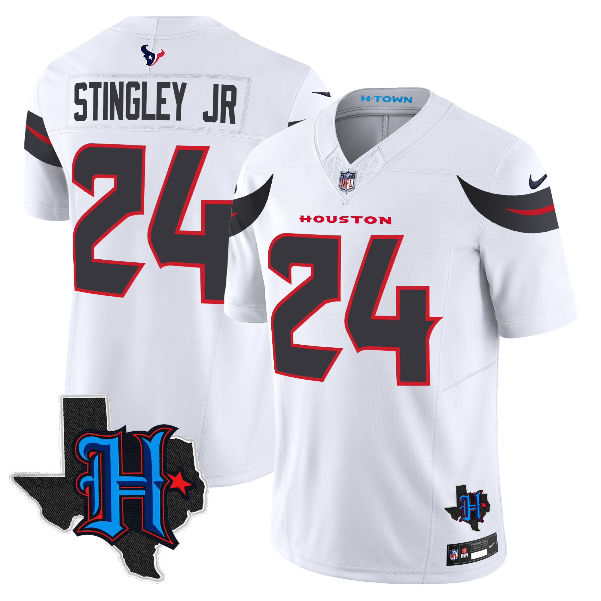 Derek Stingley Jr. Men's Houston Texans 2024 Texas Patch Vapor Limited White Jersey - All Stitched 