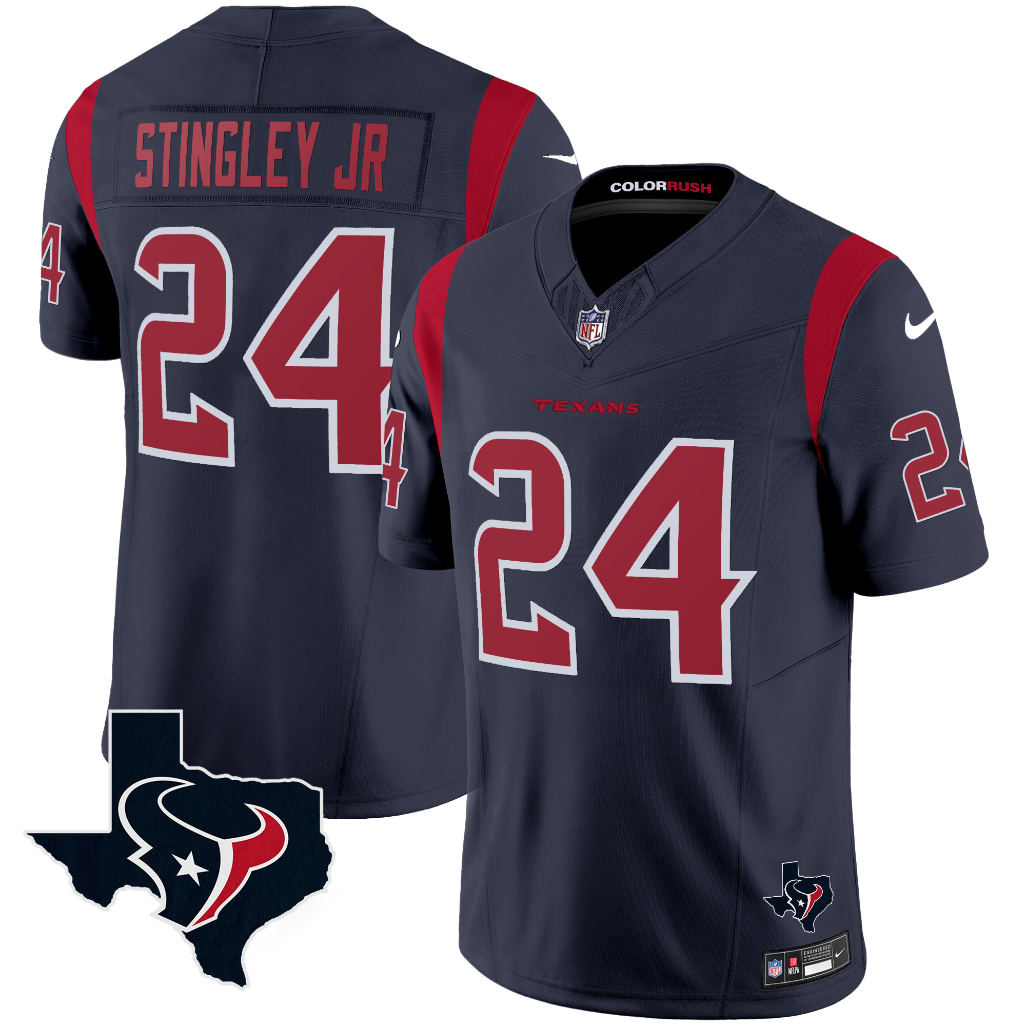 Derek Stingley Jr. Men's Houston Texans Color Rush Legend Vapor Navy Jersey - All Stitched 