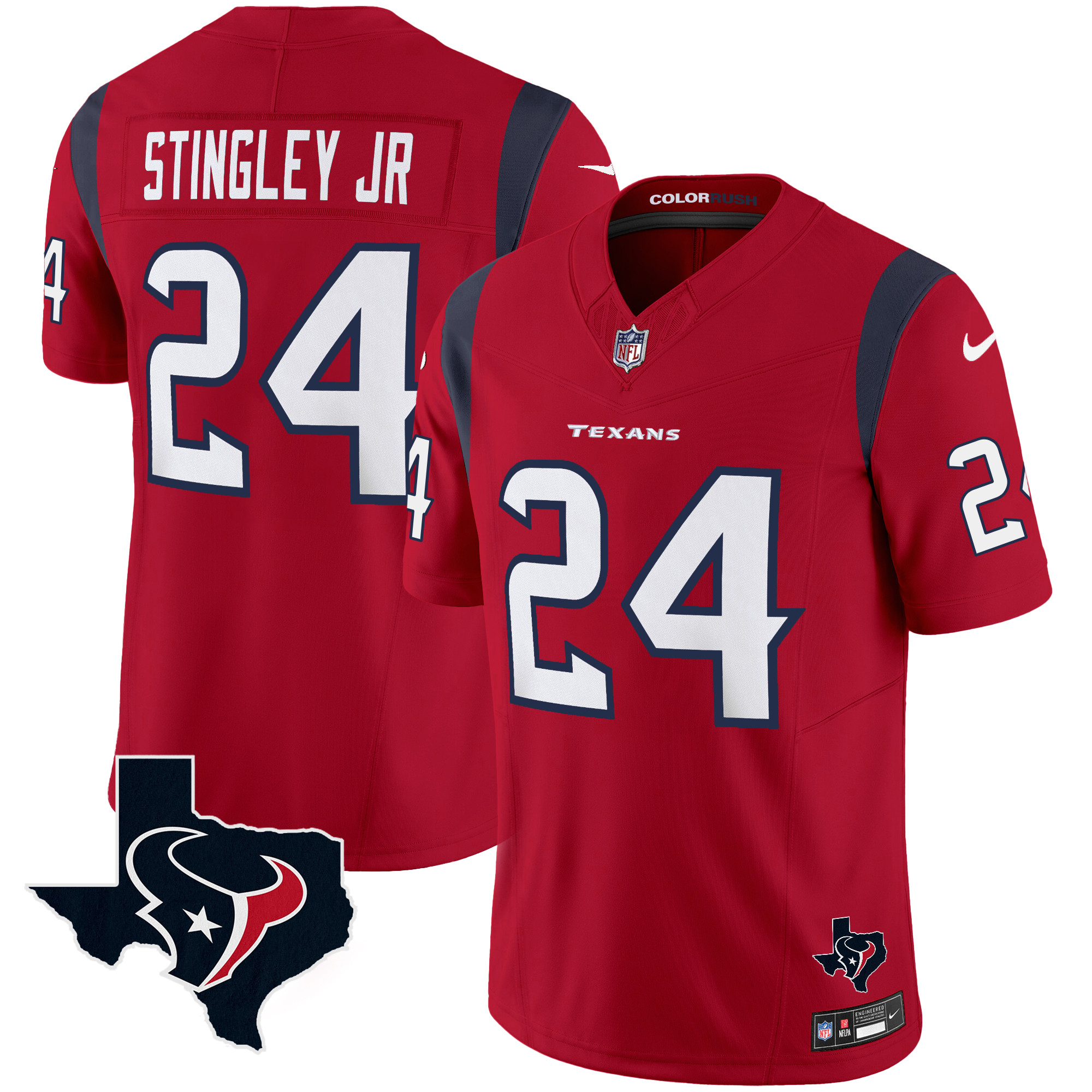 Derek Stingley Jr. Men's Houston Texans Color Rush Legend Vapor Red Jersey - All Stitched 