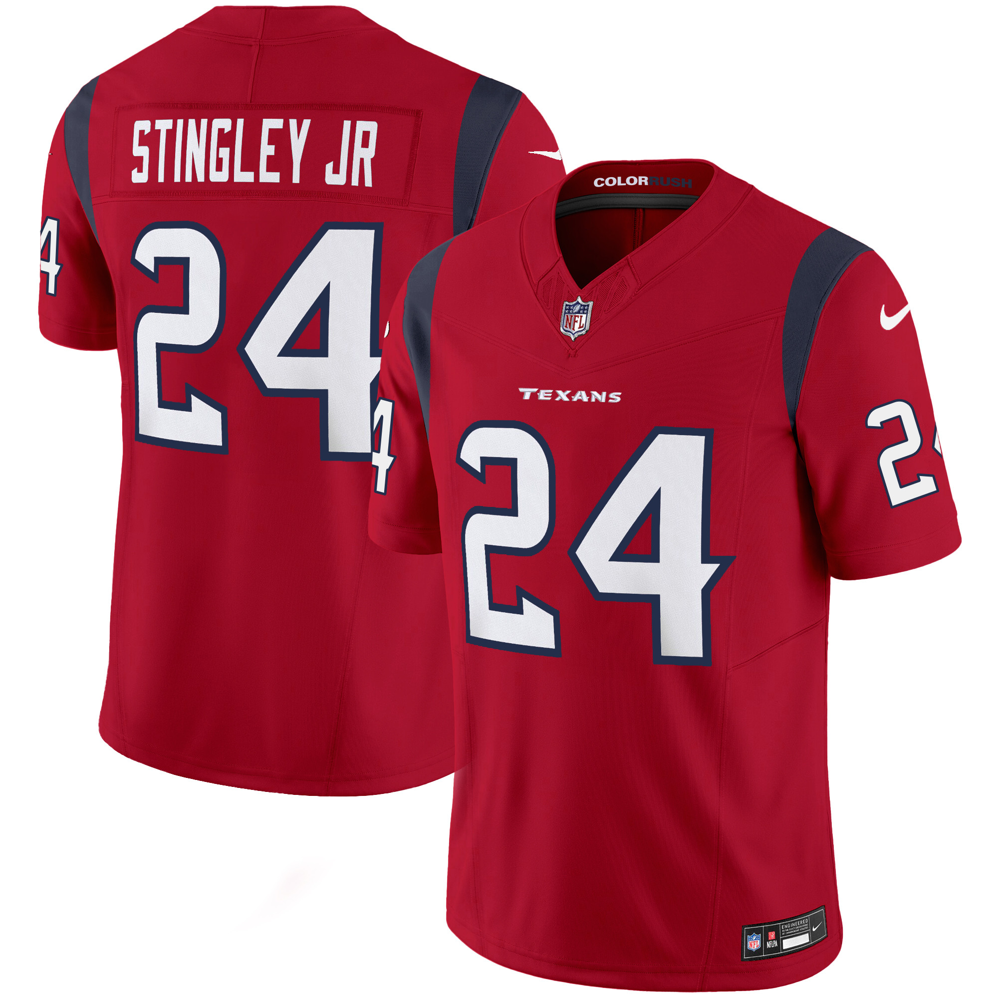Derek Stingley Jr. Men's Houston Texans Color Rush Legend Vapor Red Jersey - All Stitched 