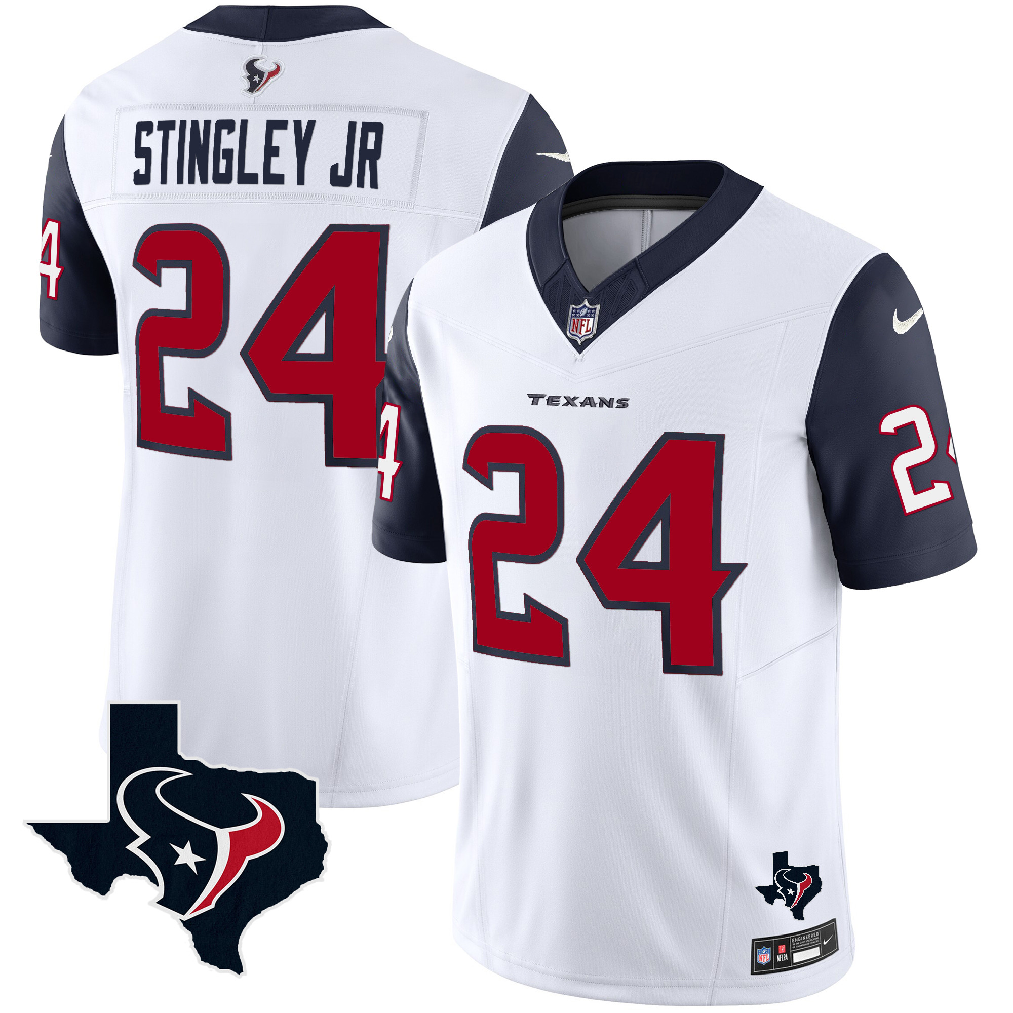 Derek Stingley Jr. Men's Houston Texans Vapor Limited Navy Sleeves Jersey - All Stitched 