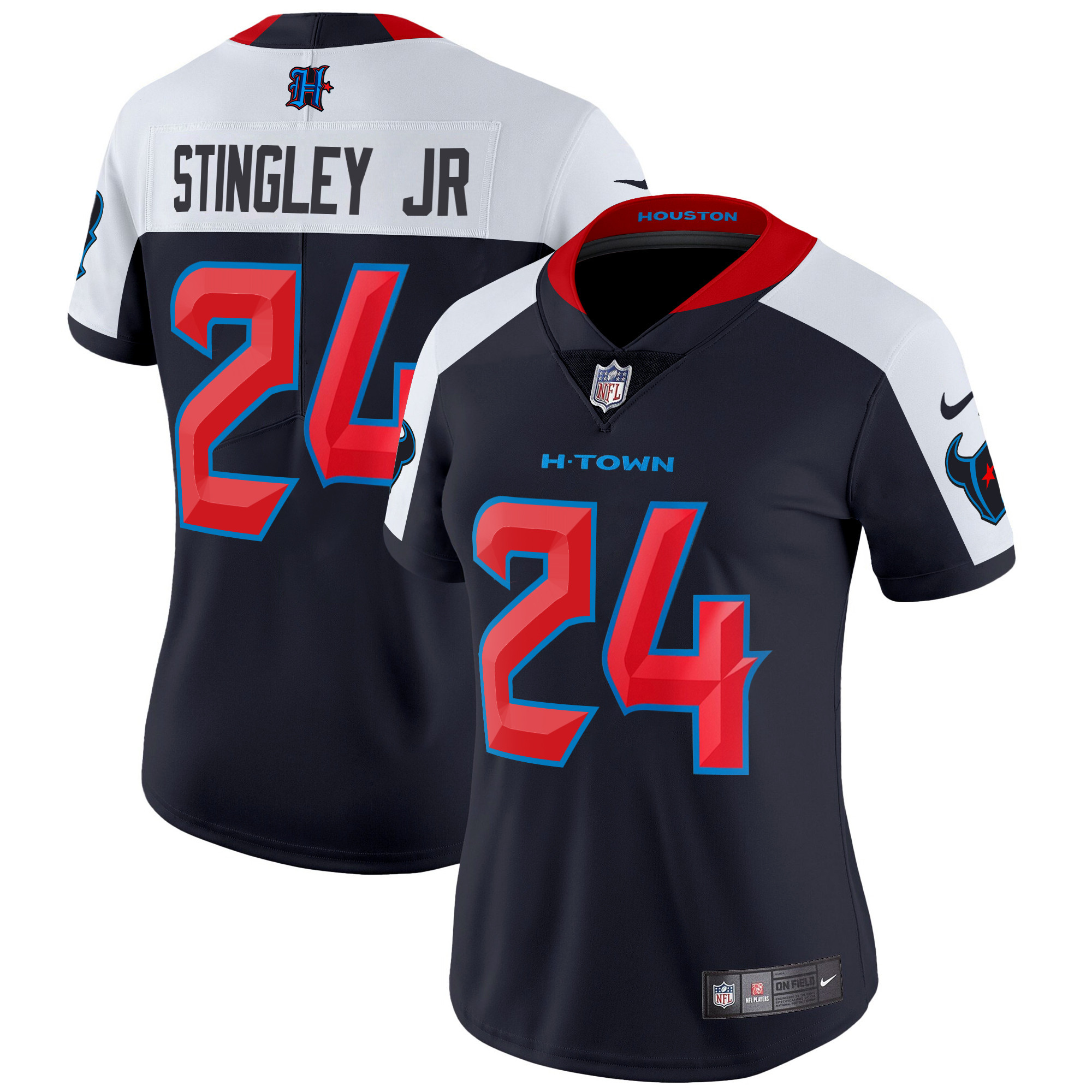 Derek Stingley Jr. Women's Houston Texans 2024 Vapor Limited Navy Alternate Jersey - All Stitched 