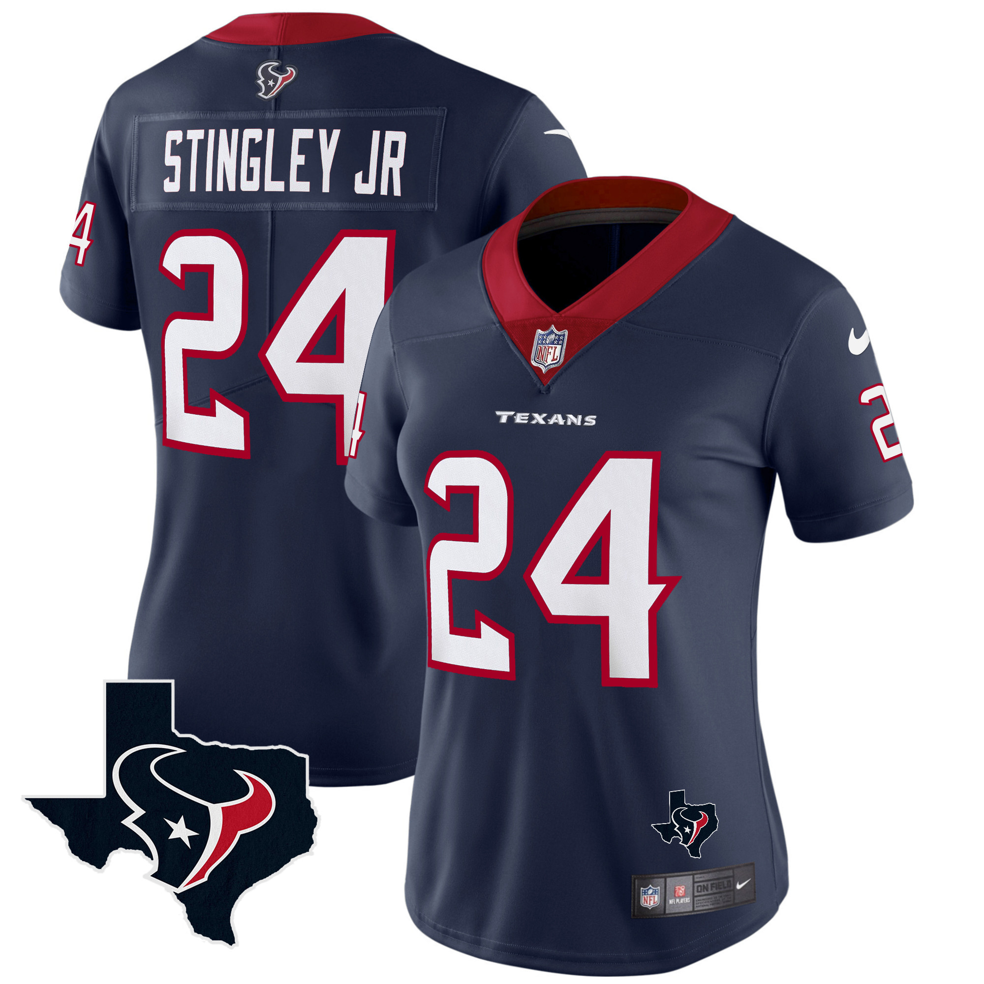 Derek Stingley Jr. Women's Houston Texans Vapor Limited Navy Jersey - All Stitched 