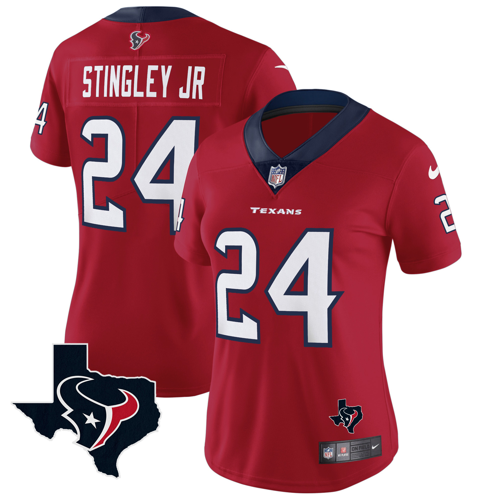 Derek Stingley Jr. Women's Houston Texans Vapor Limited Red Jersey - All Stitched 