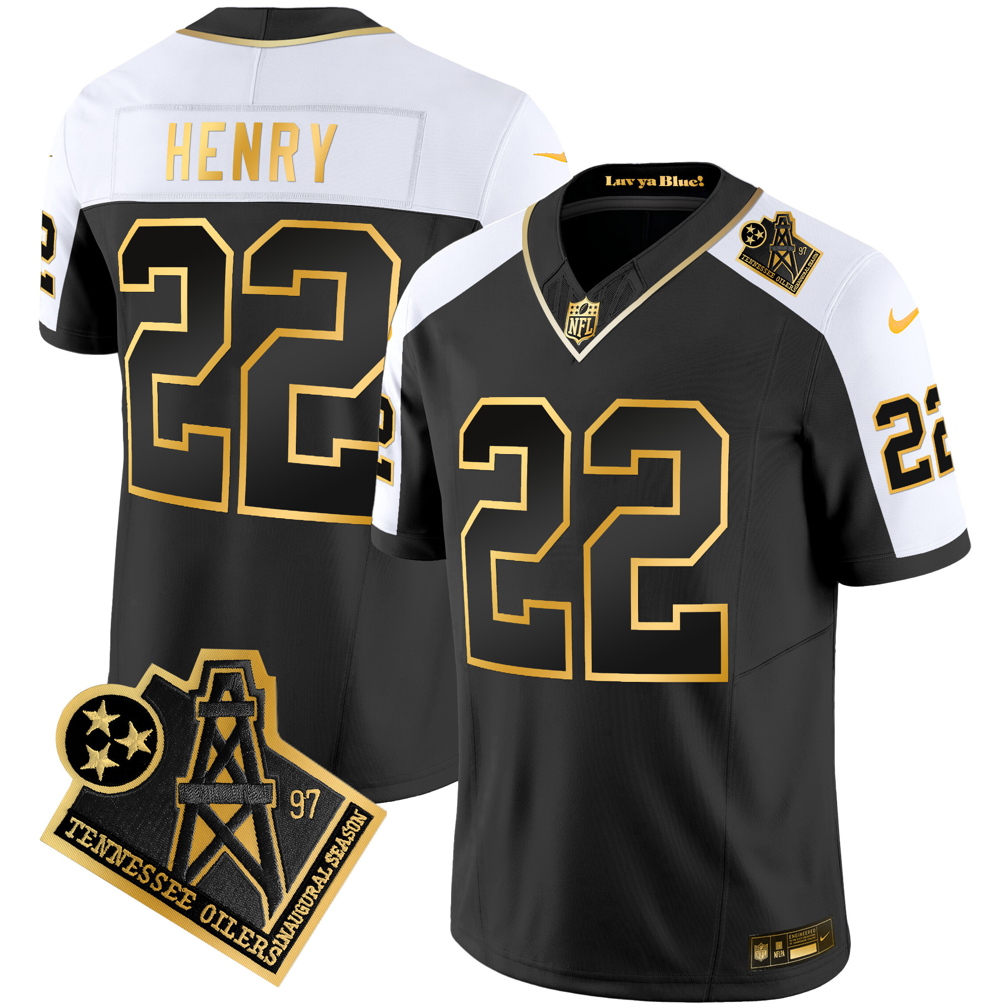 Derrick Henry Men's Tennessee Titans 1997 Throwback Gold Vapor Alternate Jersey - All Stitched 
