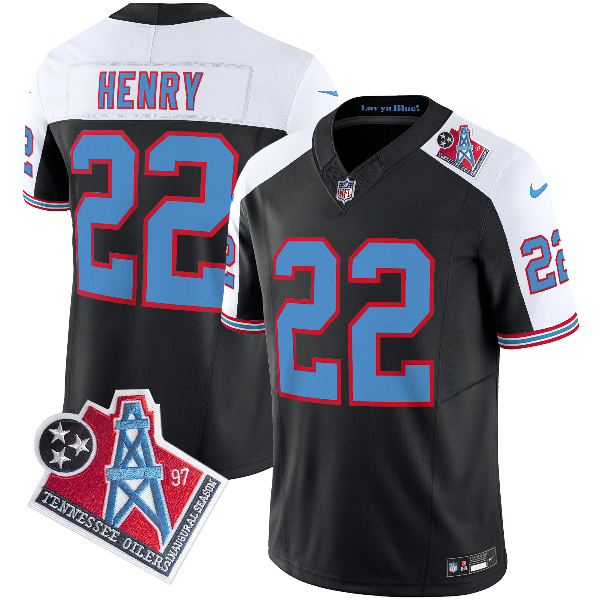 Derrick Henry Men's Tennessee Titans 1997 Throwback Limited Vapor Black Alternate Jersey - All Stitched 