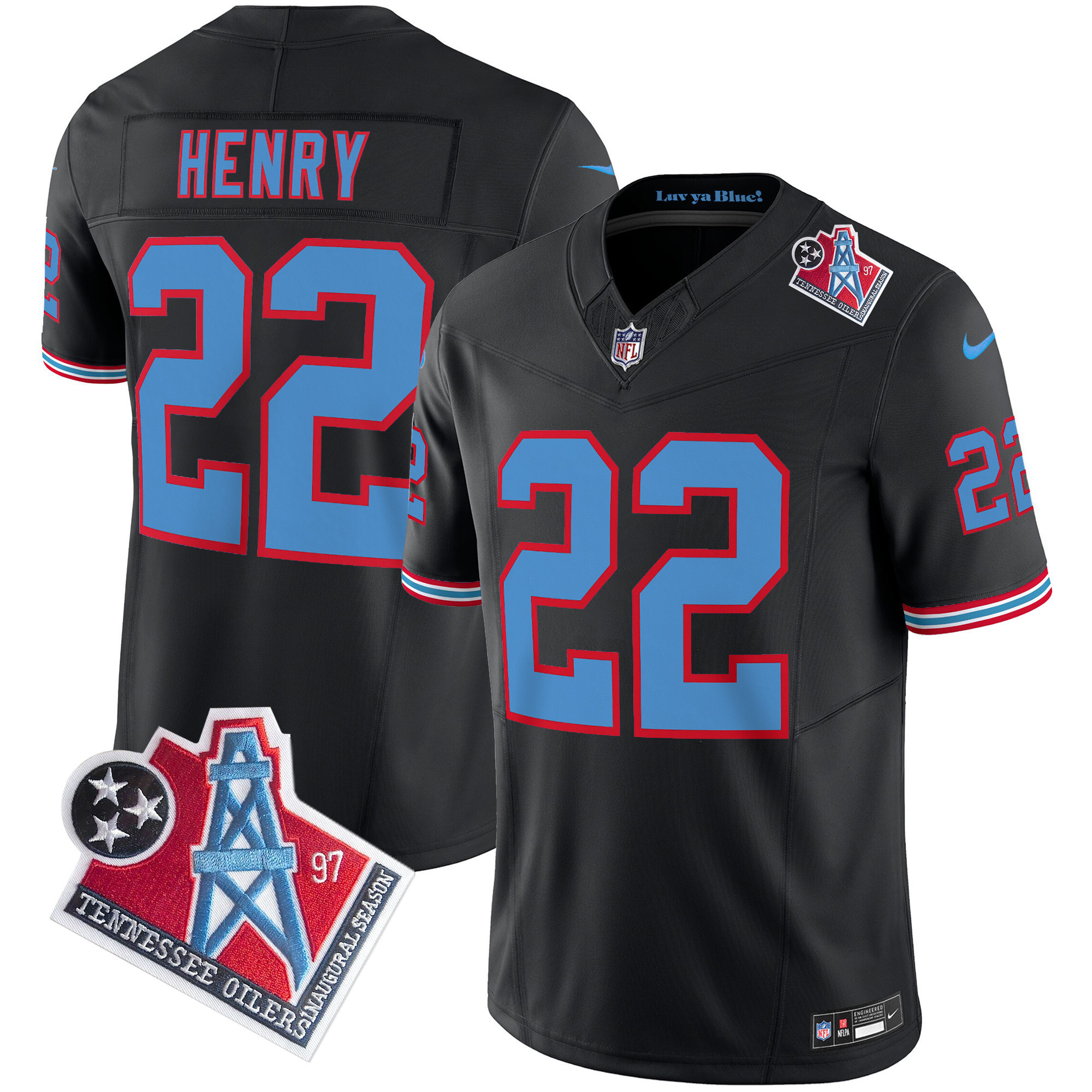 Derrick Henry Men's Tennessee Titans 1997 Throwback Limited Vapor Black Jersey - All Stitched 