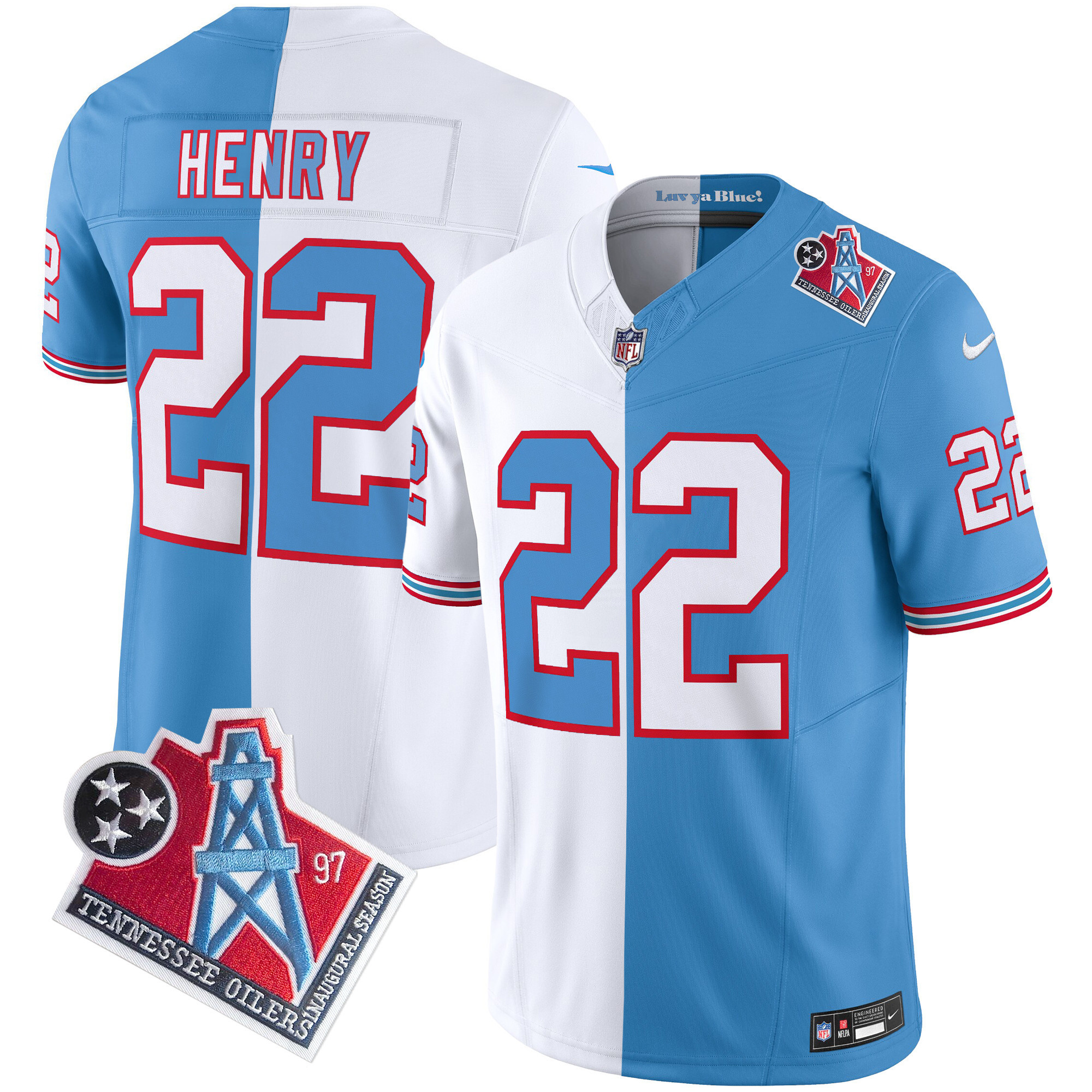 Derrick Henry Men's Tennessee Titans 1997 Throwback Limited Vapor Split Jersey - All Stitched 