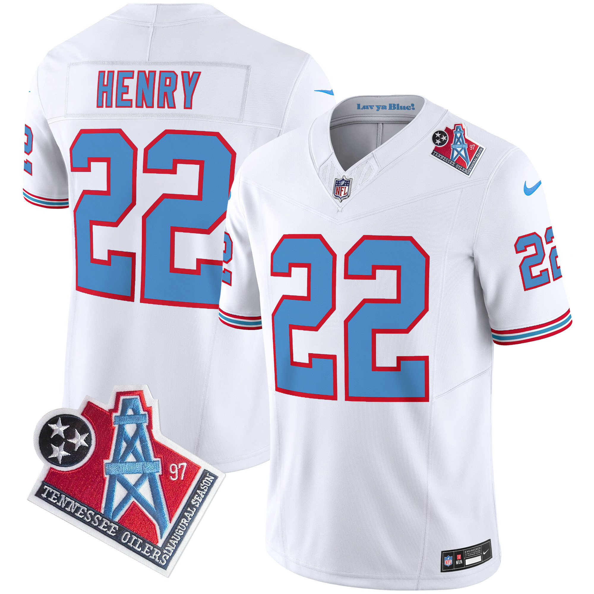 Derrick Henry Men's Tennessee Titans 1997 Throwback Limited Vapor White Jersey - All Stitched 