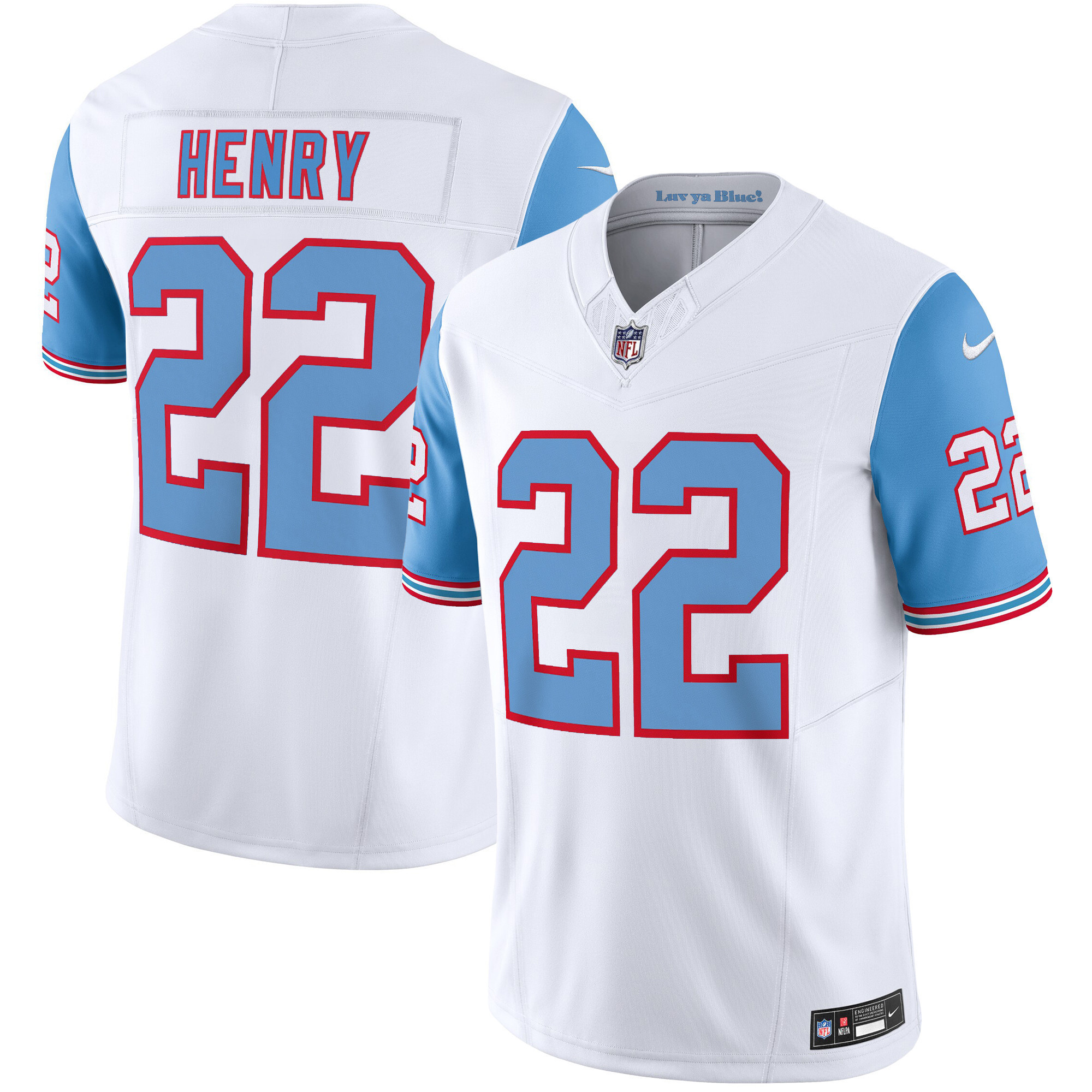 Derrick Henry Men's Tennessee Titans Throwback Limited Vapor Blue Sleeves Jersey - All Stitched 