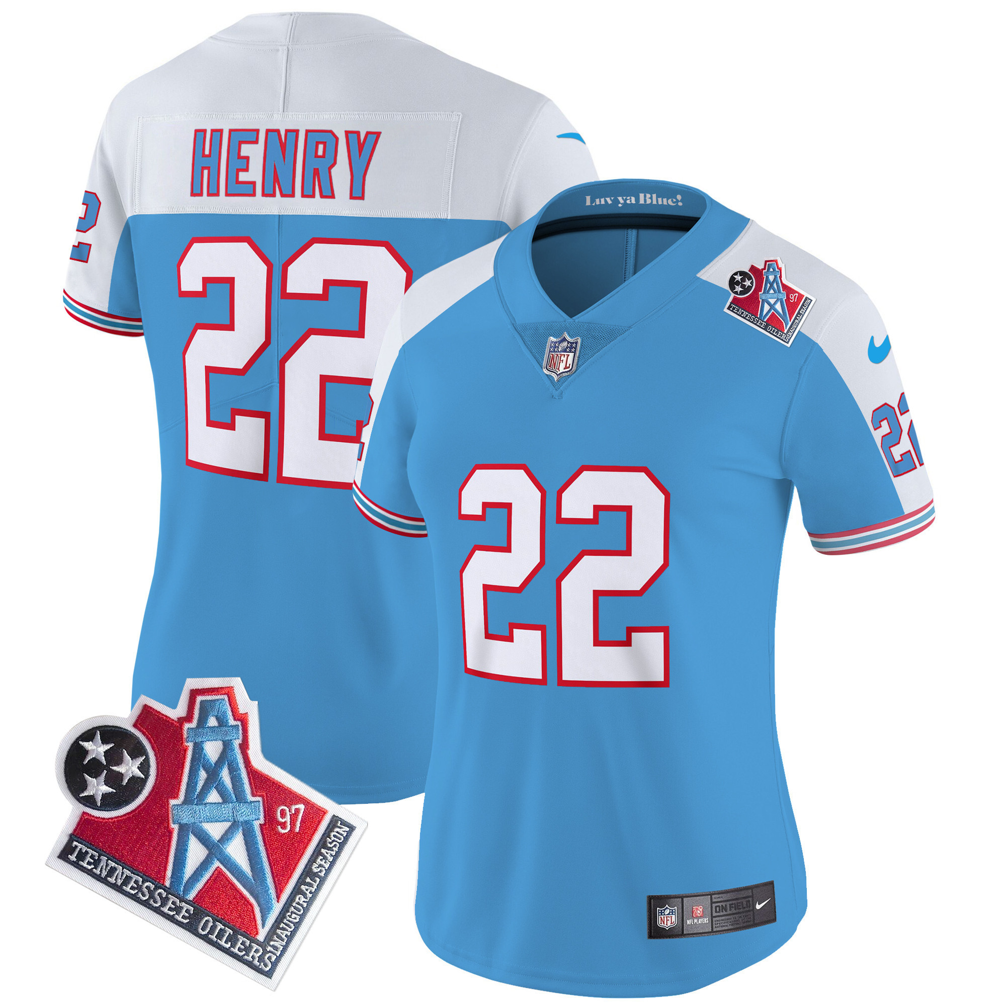 Derrick Henry Women's Tennessee Titans 1997 Throwback Limited Vapor Alternate Jersey - All Stitched 