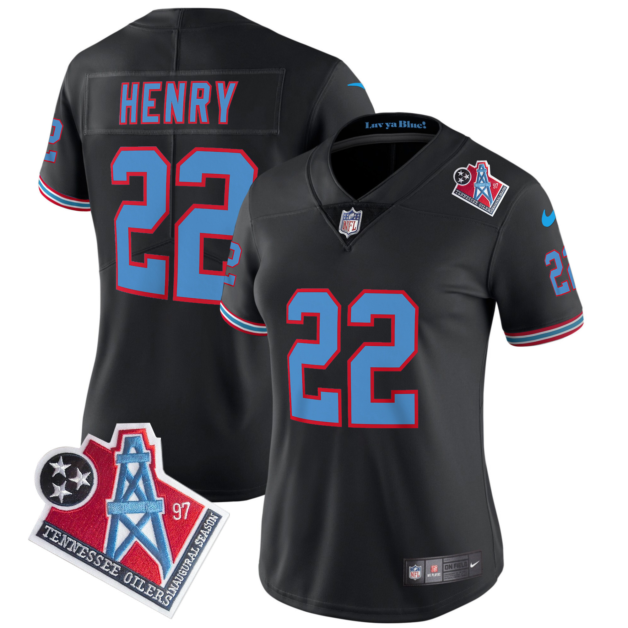 Derrick Henry Women's Tennessee Titans 1997 Throwback Limited Vapor Black Jersey - All Stitched 