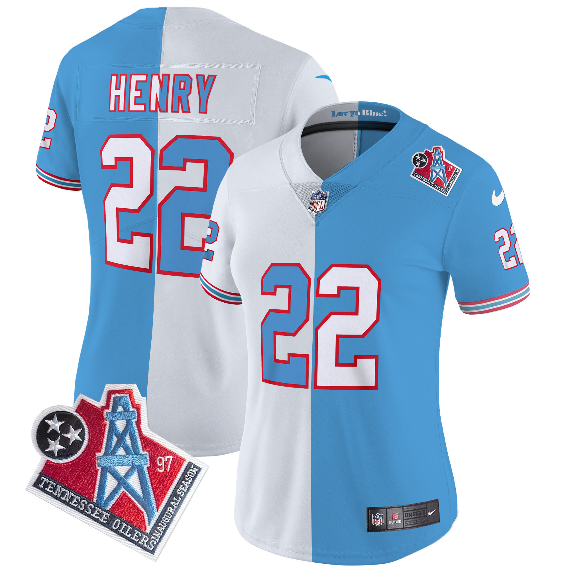 Derrick Henry Women's Tennessee Titans 1997 Throwback Limited Vapor Split Jersey - All Stitched 