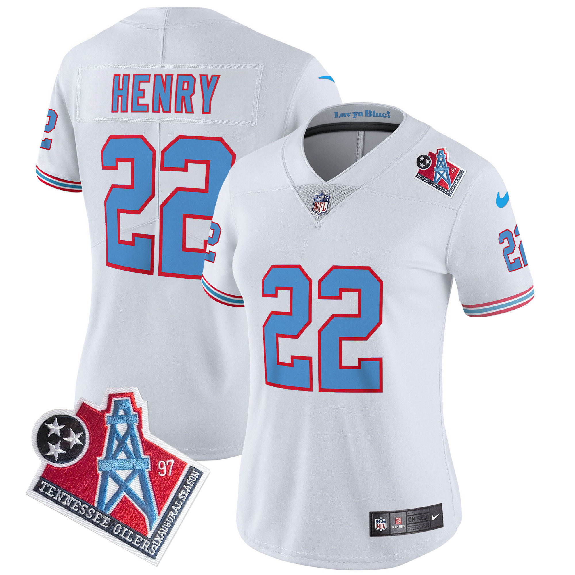 Derrick Henry Women's Tennessee Titans 1997 Throwback Limited Vapor White Jersey - All Stitched 