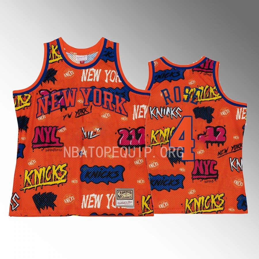Derrick Rose New York Knicks Orange Slap Sticker HWC Swingman #4 Jersey