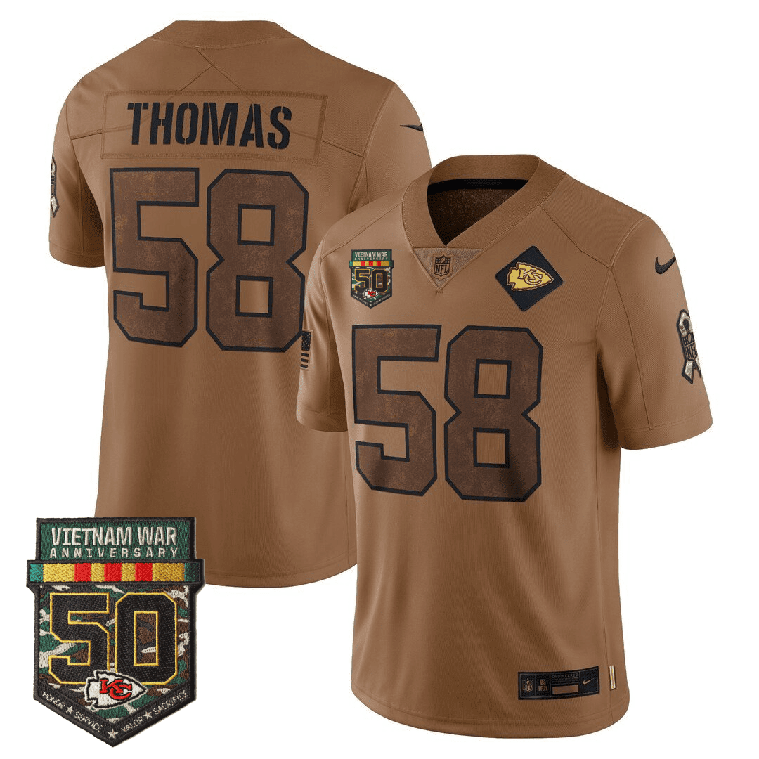 Derrick Thomas Kansas City Chiefs 2023 Salute To Service Limited - 50th Vietnam War Anniversary Patch Jersey - All Stitched 