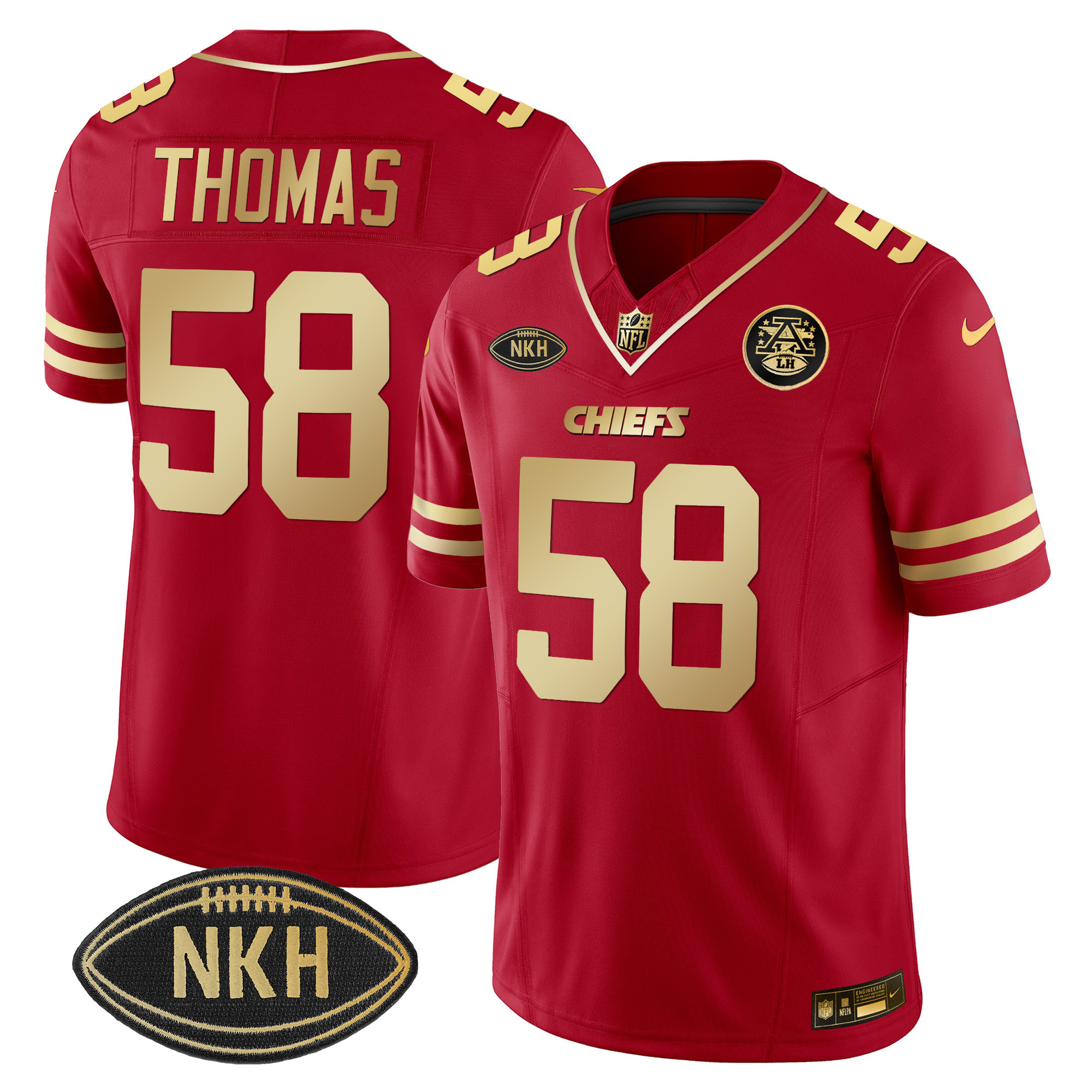 Derrick Thomas Kansas City Chiefs NKH Patch Red Gold 2023 Vapor Limited Jersey - All Stitched 