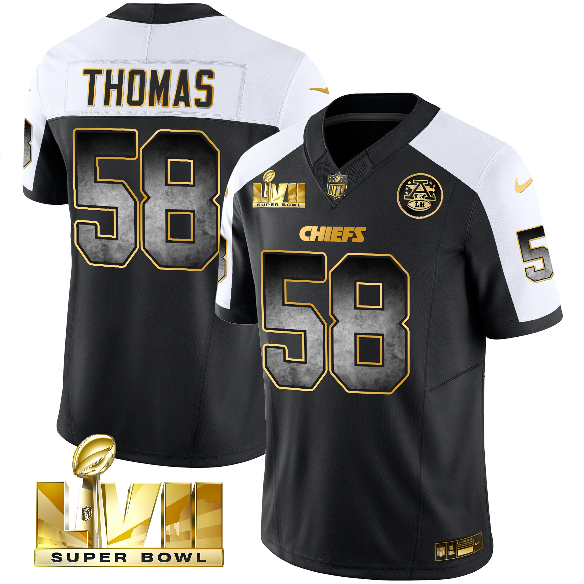 Derrick Thomas Men's Kansas City Chiefs Gold Arch Smoke Vapor Alternate Jersey - All Stitched 