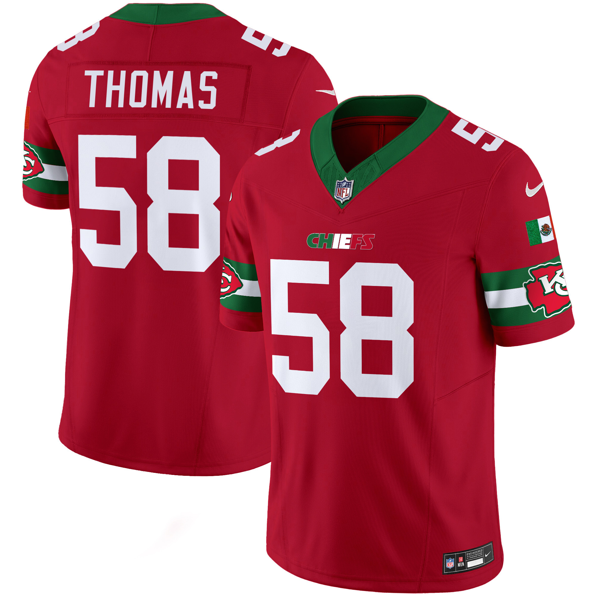 Derrick Thomas Men's Kansas City Chiefs Mexico Vapor Limited Red Jersey - All Stitched 