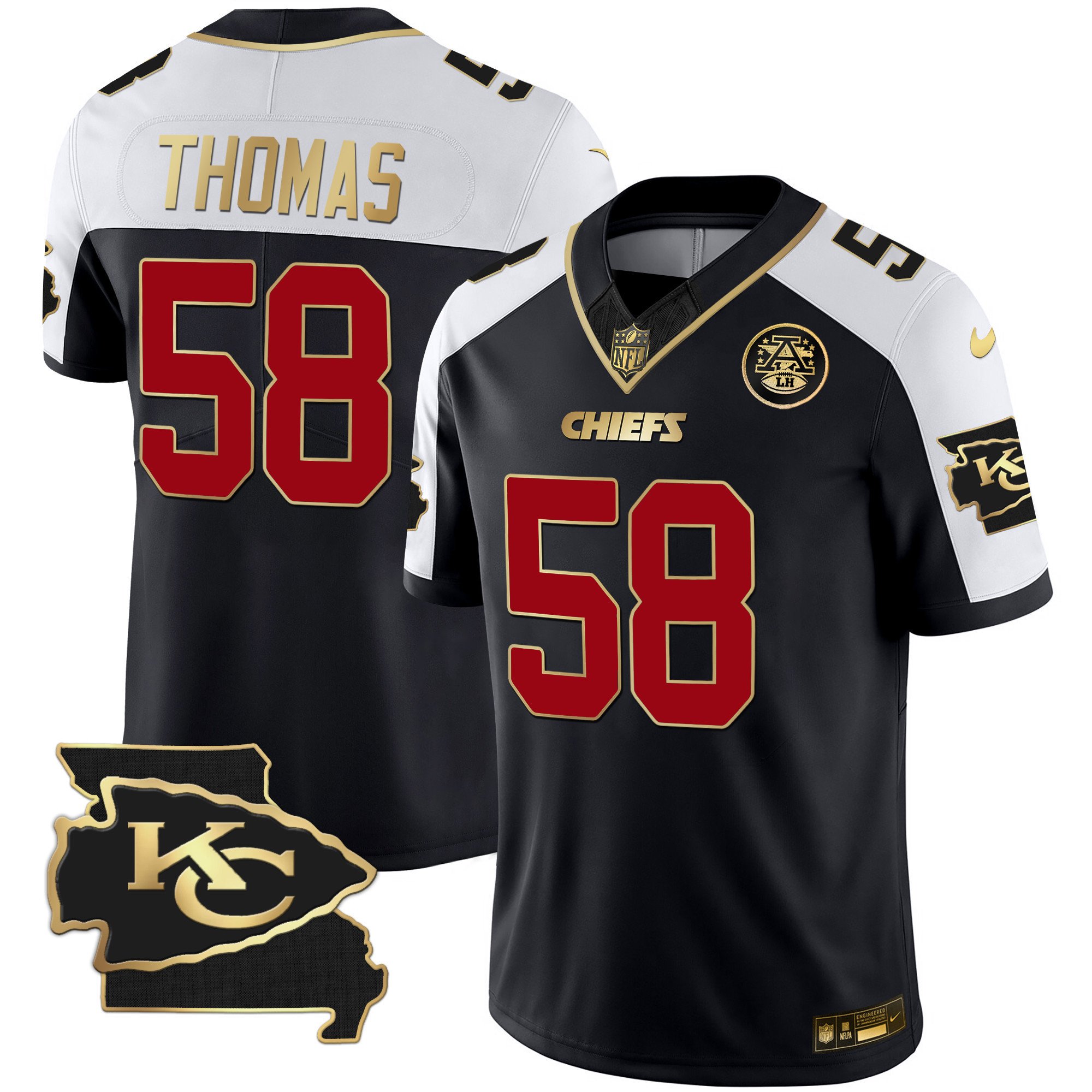 Derrick Thomas Men's Kansas City Chiefs Missouri Patch Vapor Limited Black Alternate Jersey - All Stitched 