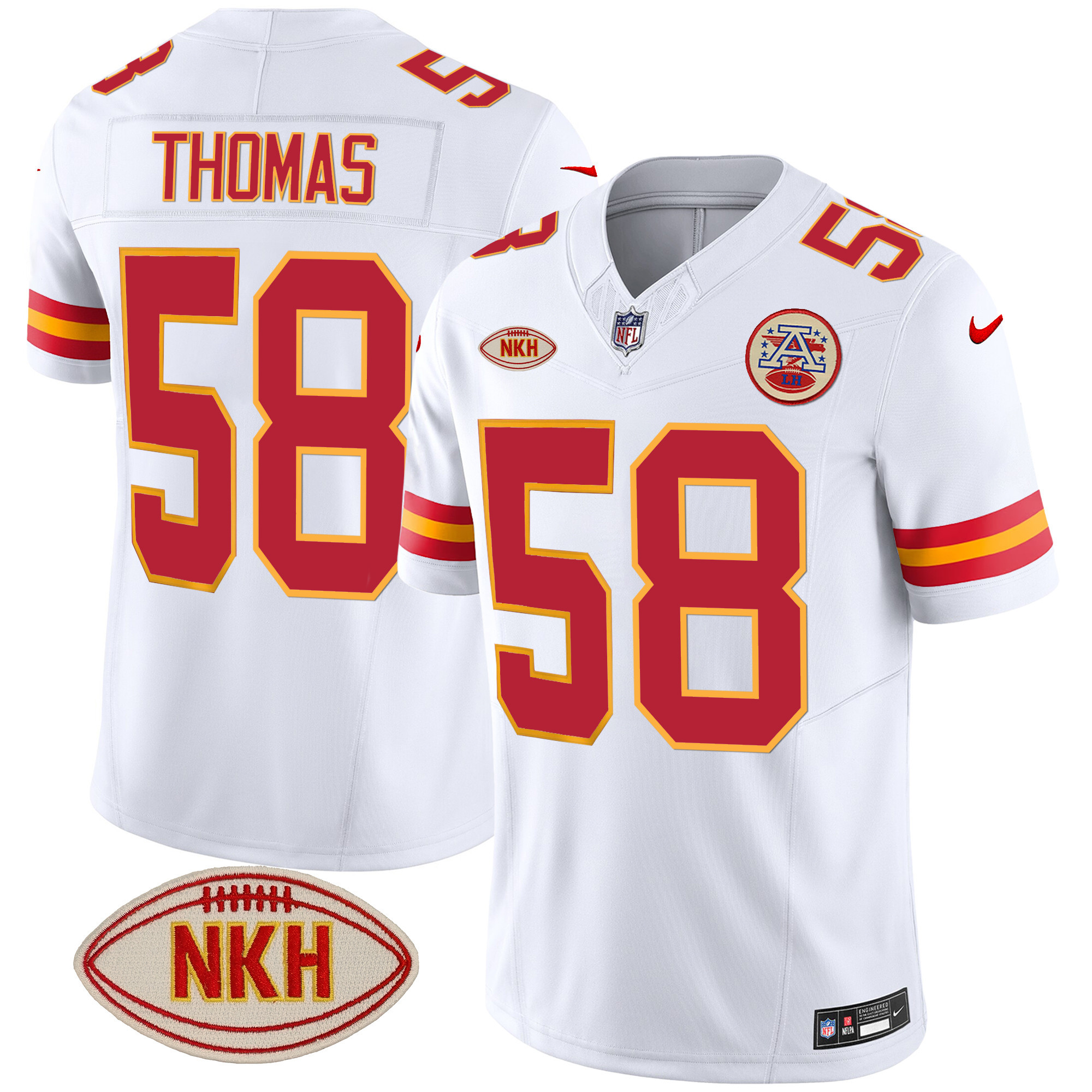 Derrick Thomas Men's Kansas City Chiefs NKH Patch 2023 Vapor Limited White Jersey - All Stitched 