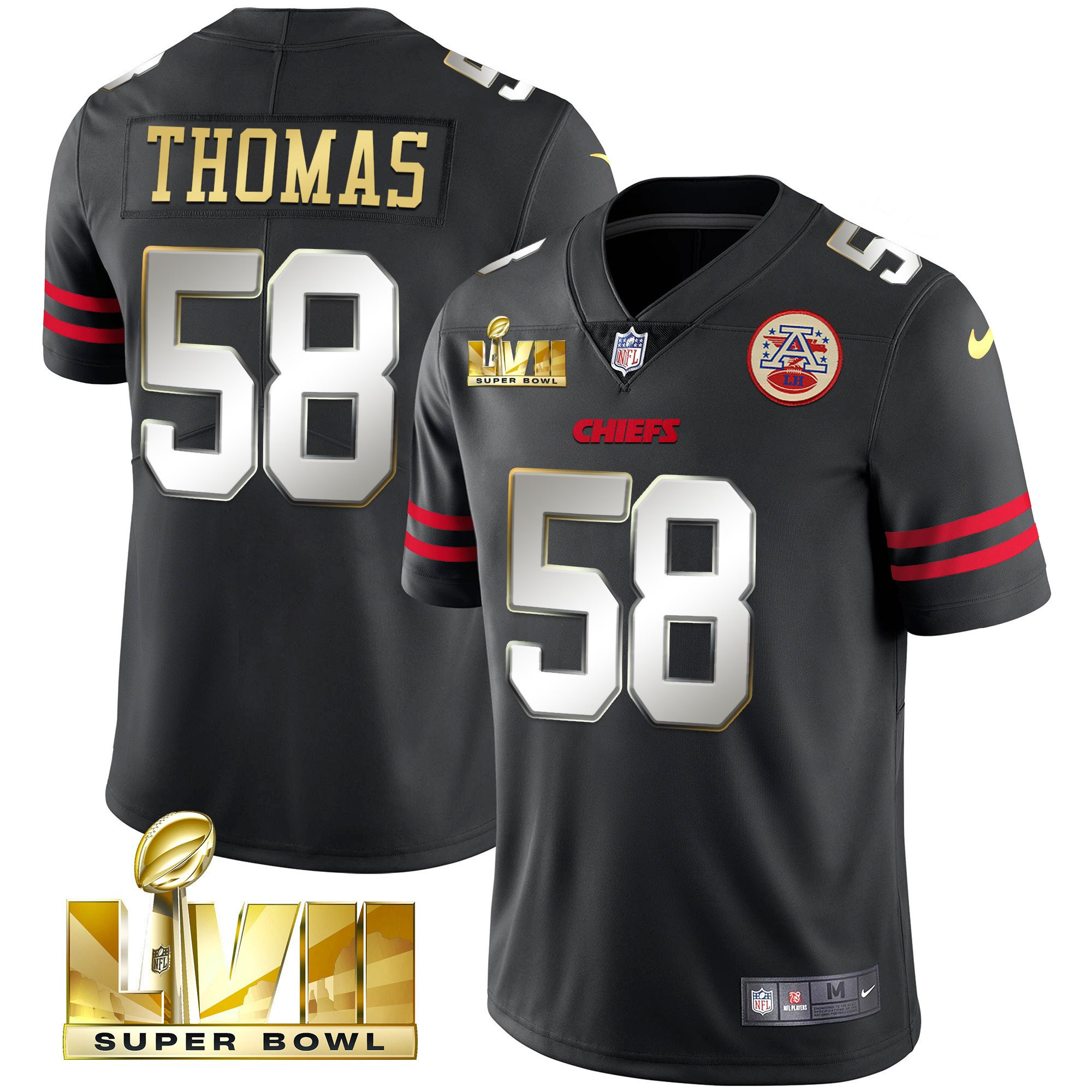 Derrick Thomas Men's Kansas City Chiefs Super Bowl LVII Gold Vapor Limited Gold Trim Jersey - All Stitched 