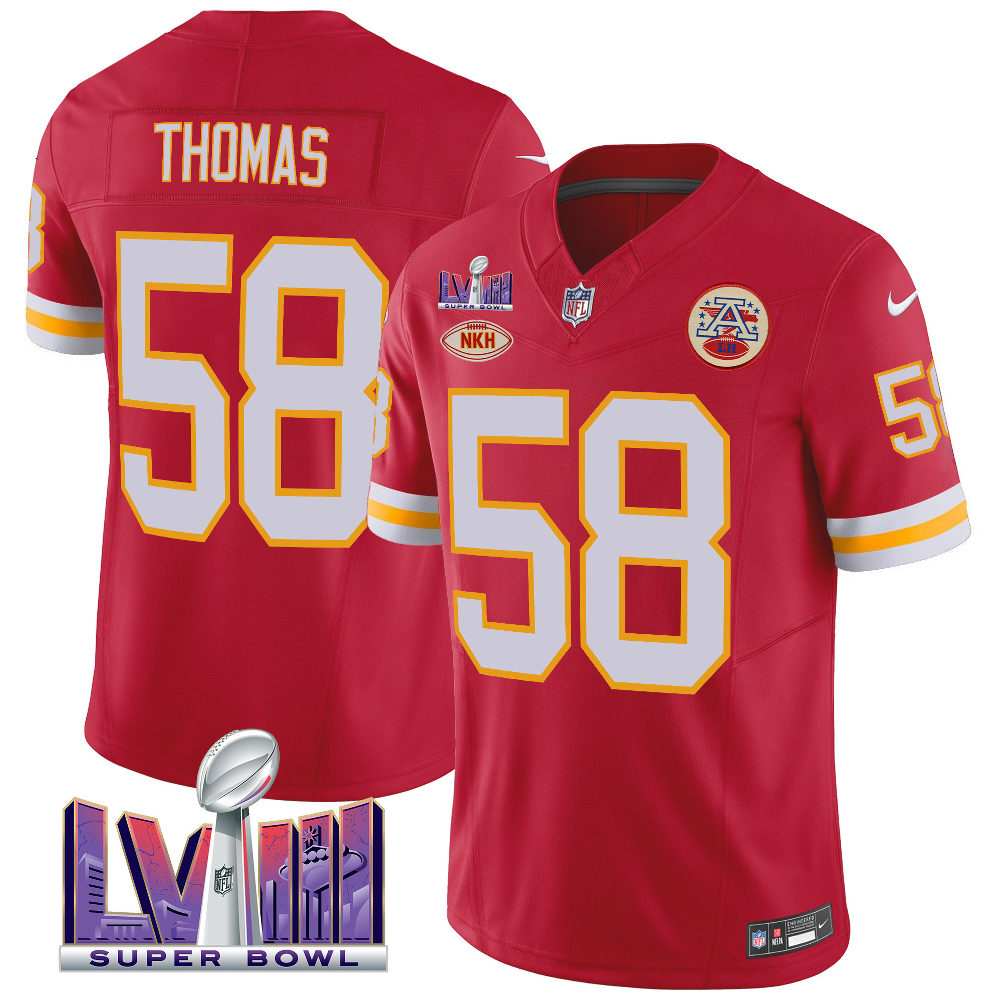 Derrick Thomas Men's Kansas City Chiefs Throwback Super Bowl LVIII Vapor Red Jersey - All Stitched 
