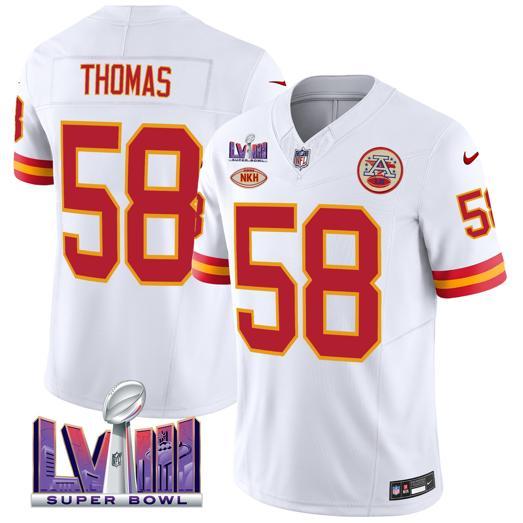 Derrick Thomas Men's Kansas City Chiefs Throwback Super Bowl LVIII Vapor White Jersey - All Stitched 