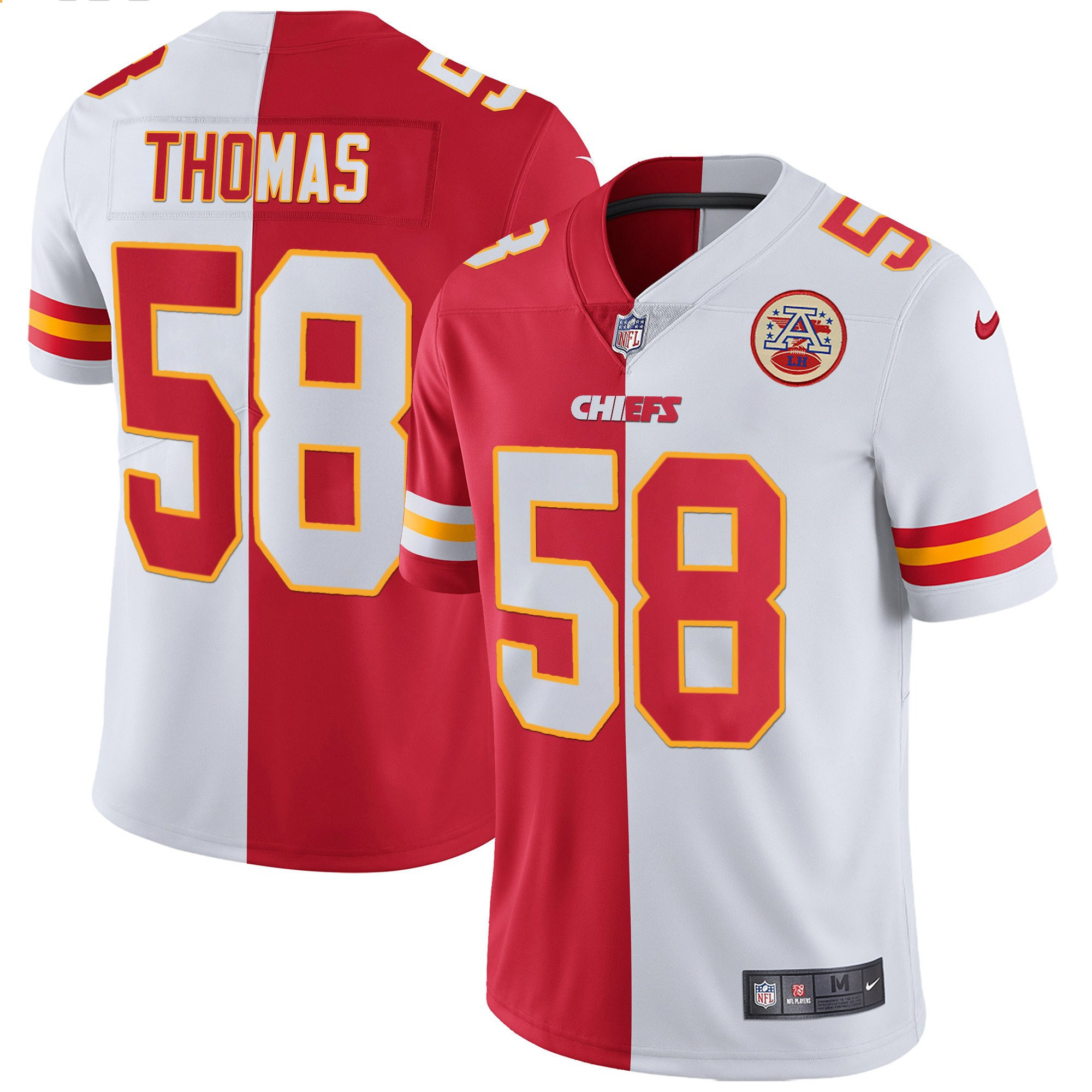 Derrick Thomas Men's Kansas City Chiefs White Gold & Black Gold Split Jersey - All Stitched 