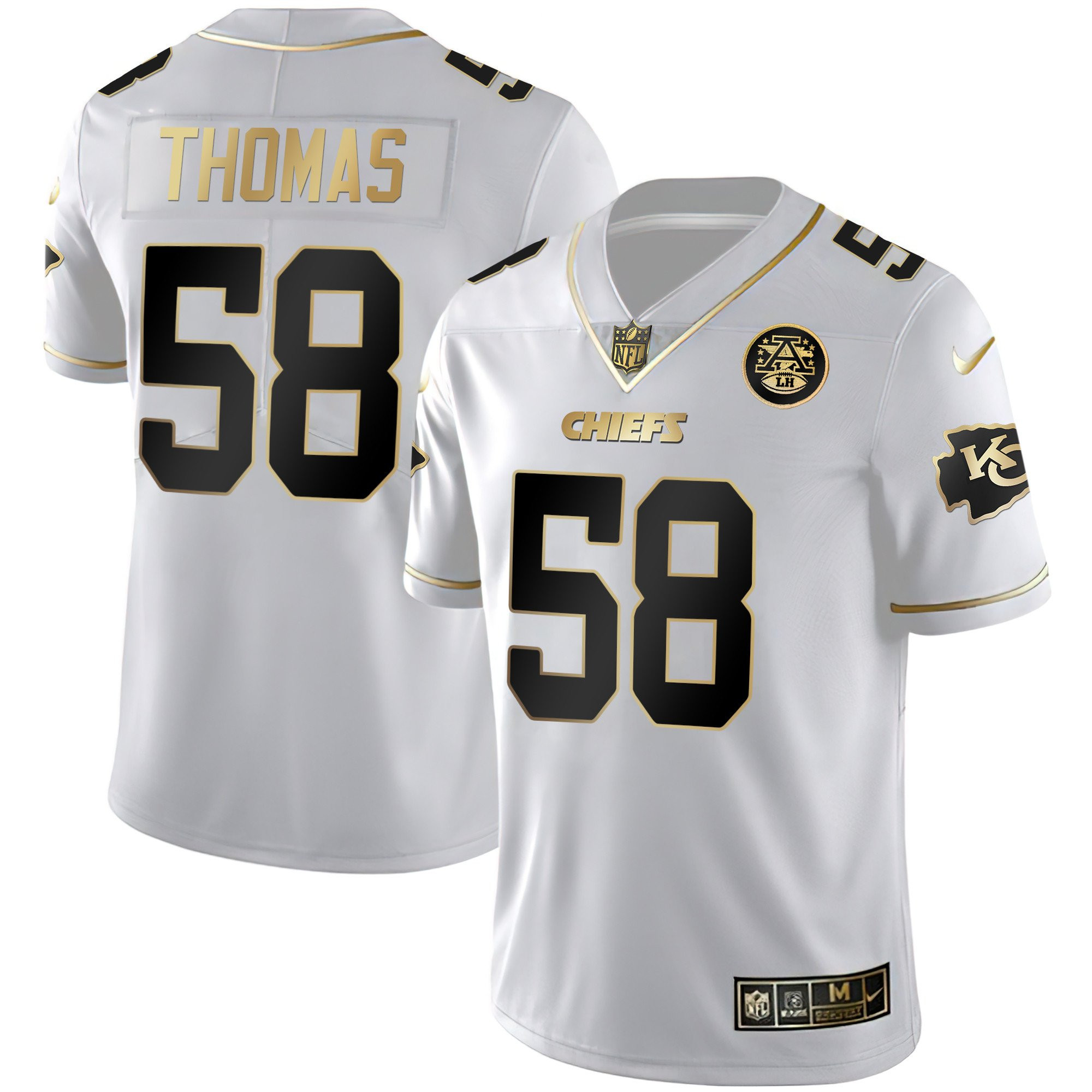 Derrick Thomas Men's Kansas City Chiefs White Gold & Black Gold White Gold Jersey - All Stitched 