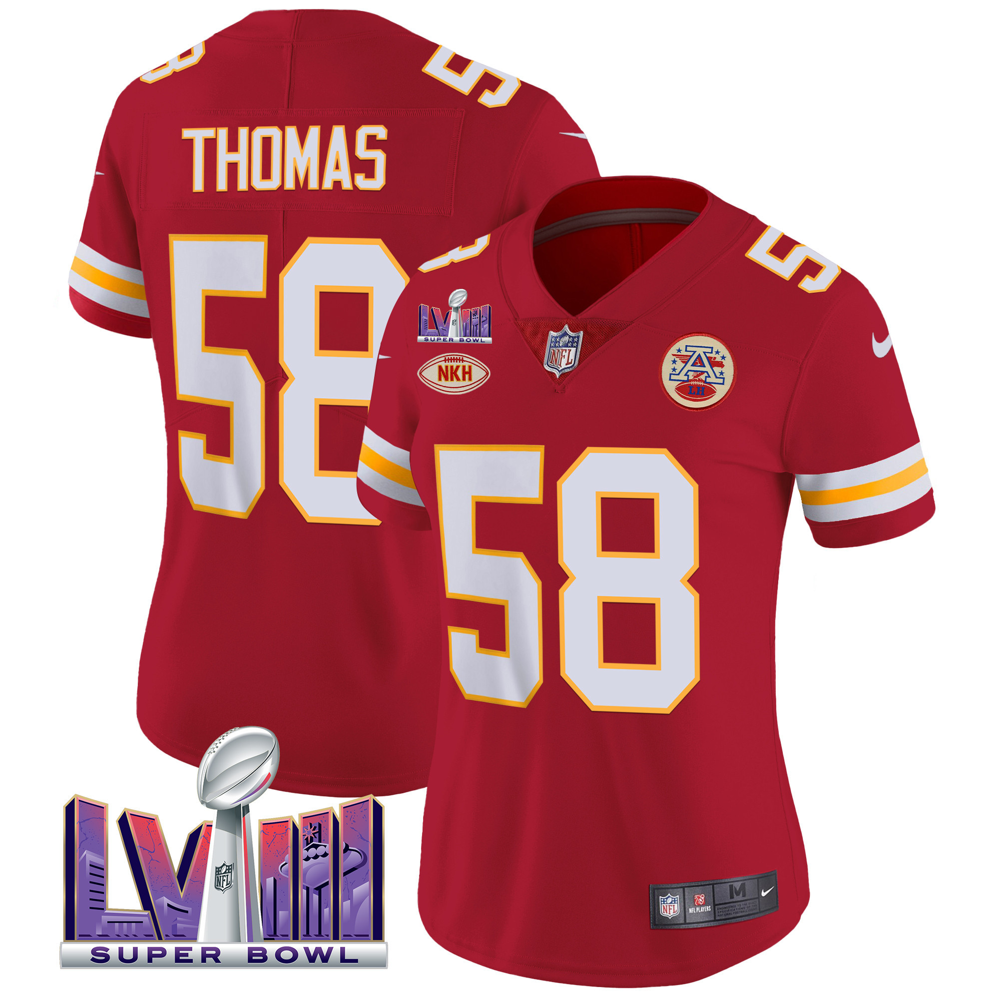 Derrick Thomas Women's Kansas City Chiefs Super Bowl LVIII Patch Vapor Red Jersey - All Stitched 