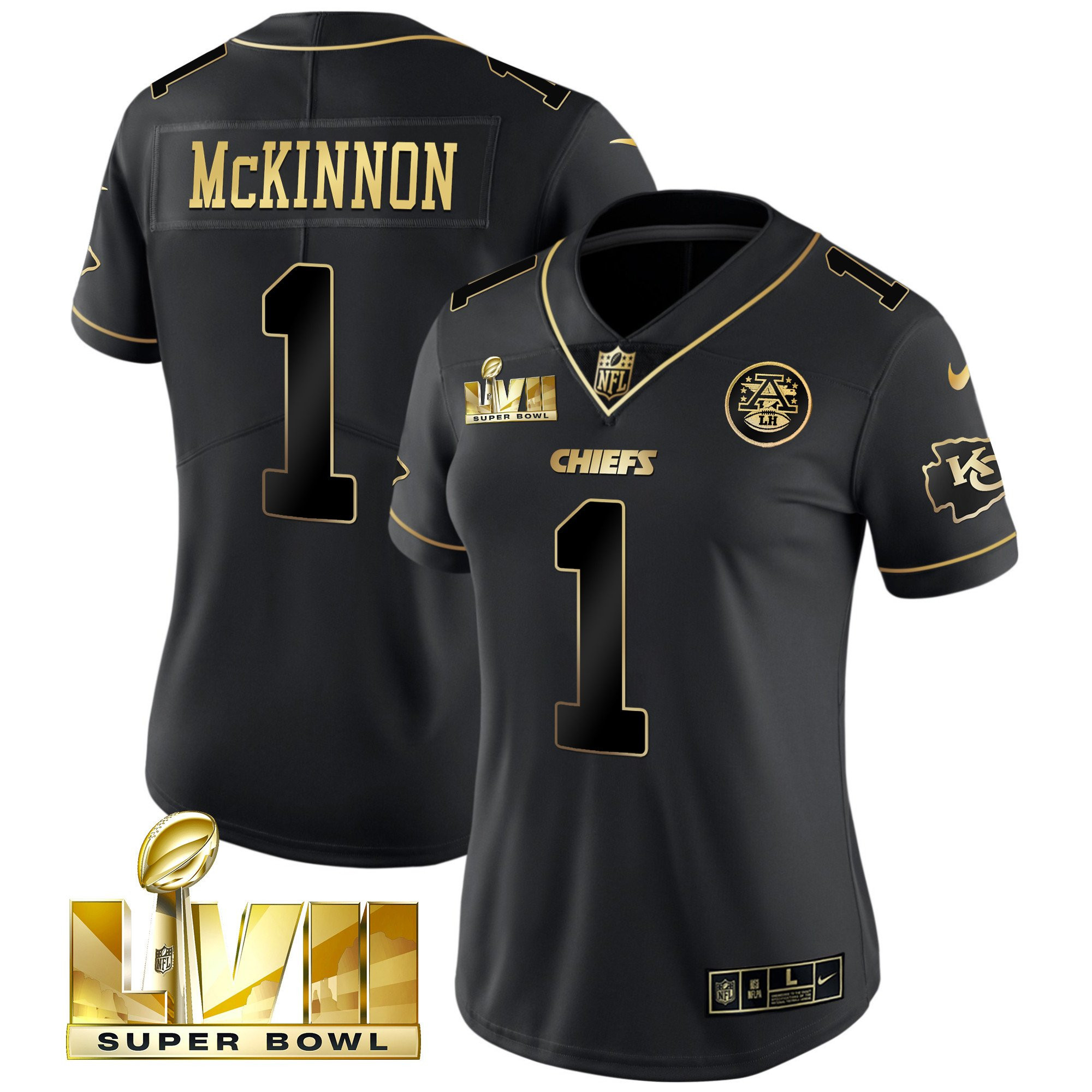 Derrick Thomas Women's Kansas City Chiefs Super Bowl Vapor Gold Black Gold Jersey - All Stitched 