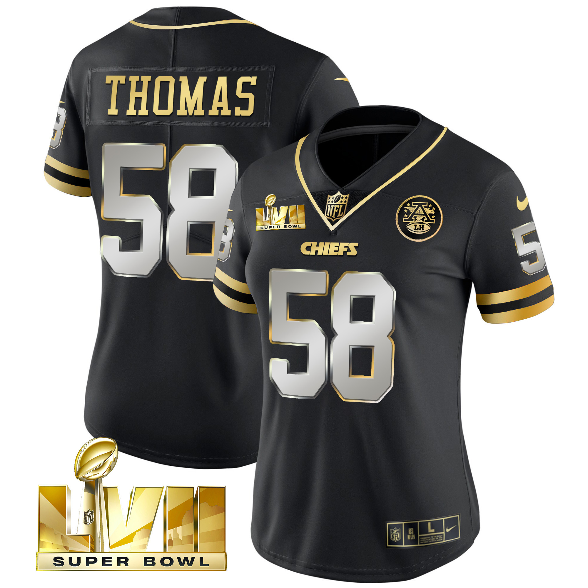 Derrick Thomas Women's Kansas City Chiefs Throwback Limited Vapor Black Limited Jersey - All Stitched 