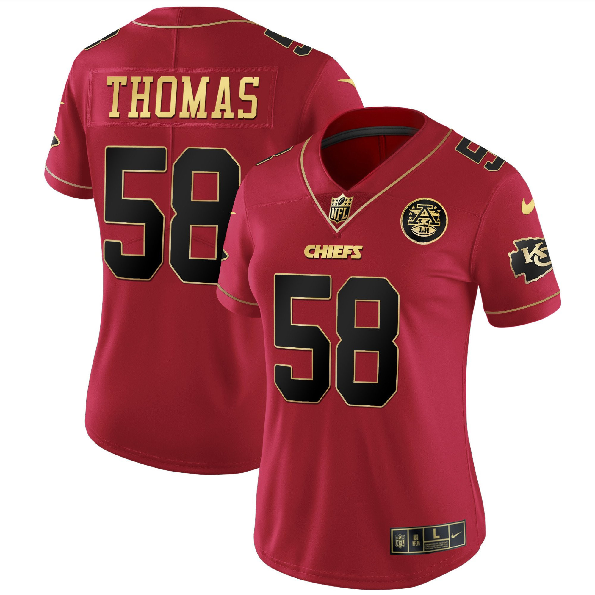 Derrick Thomas Women's Kansas City Chiefs White Gold & Black Gold Red Special Jersey - All Stitched 