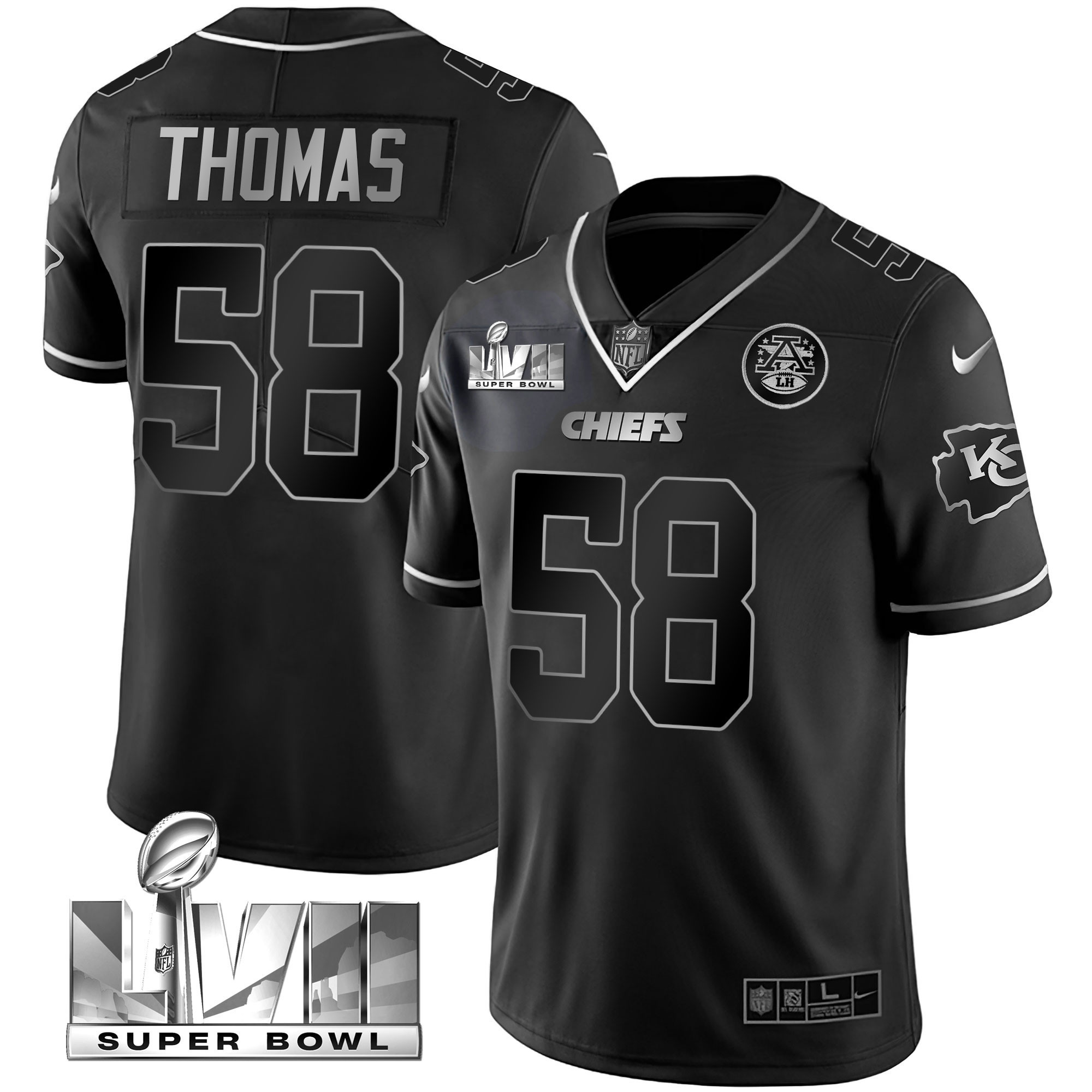 Derrick Thomas Youth's Kansas City Chiefs Super Bowl Vapor Gold Black Silver Jersey - All Stitched 