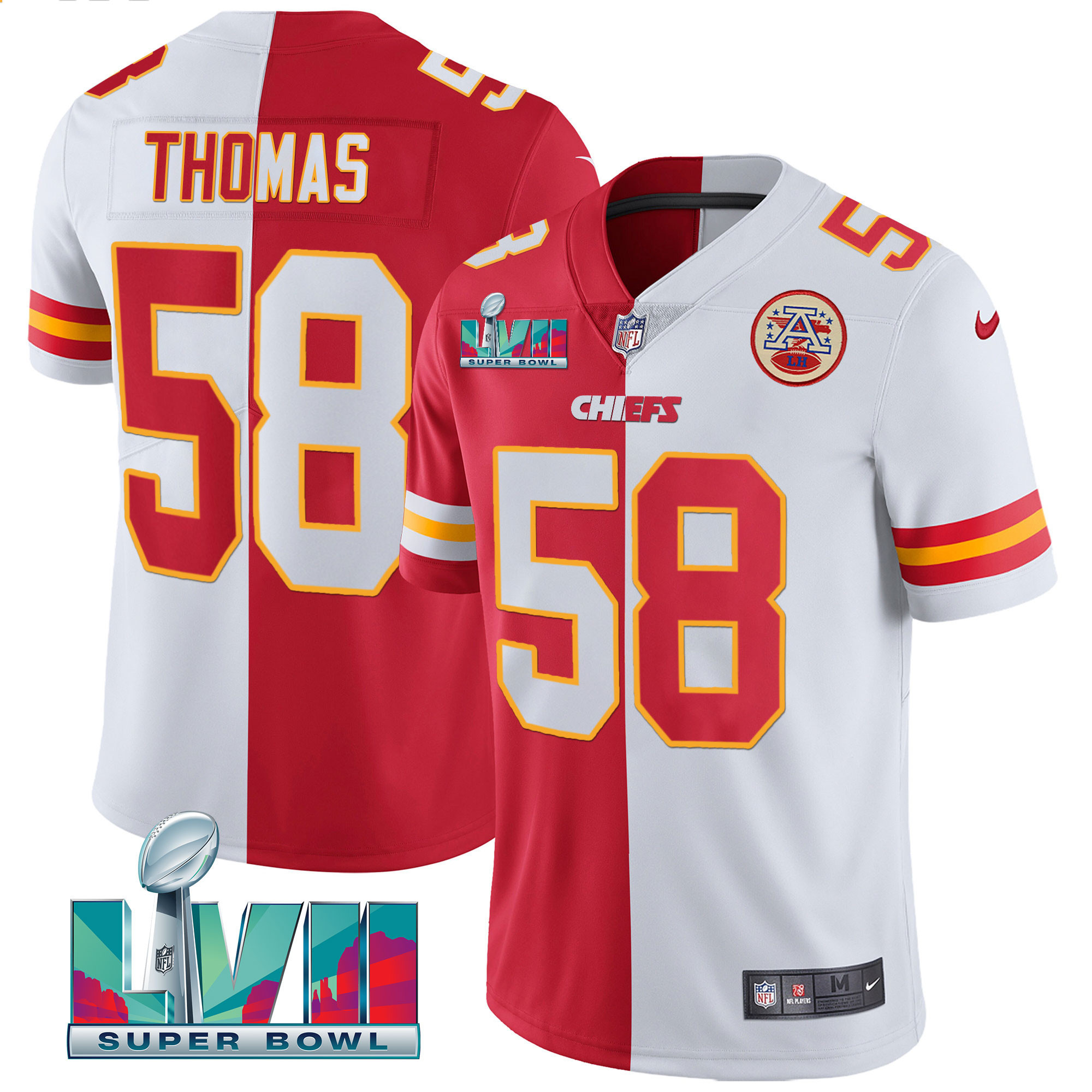 Derrick Thomas Youth's Kansas City Chiefs Super Bowl Vapor Gold Split Jersey - All Stitched 