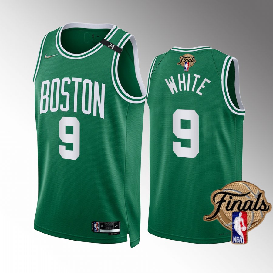 Derrick White Boston Celtics 2022 NBA Finals Jersey Green #9 No.24 patch
