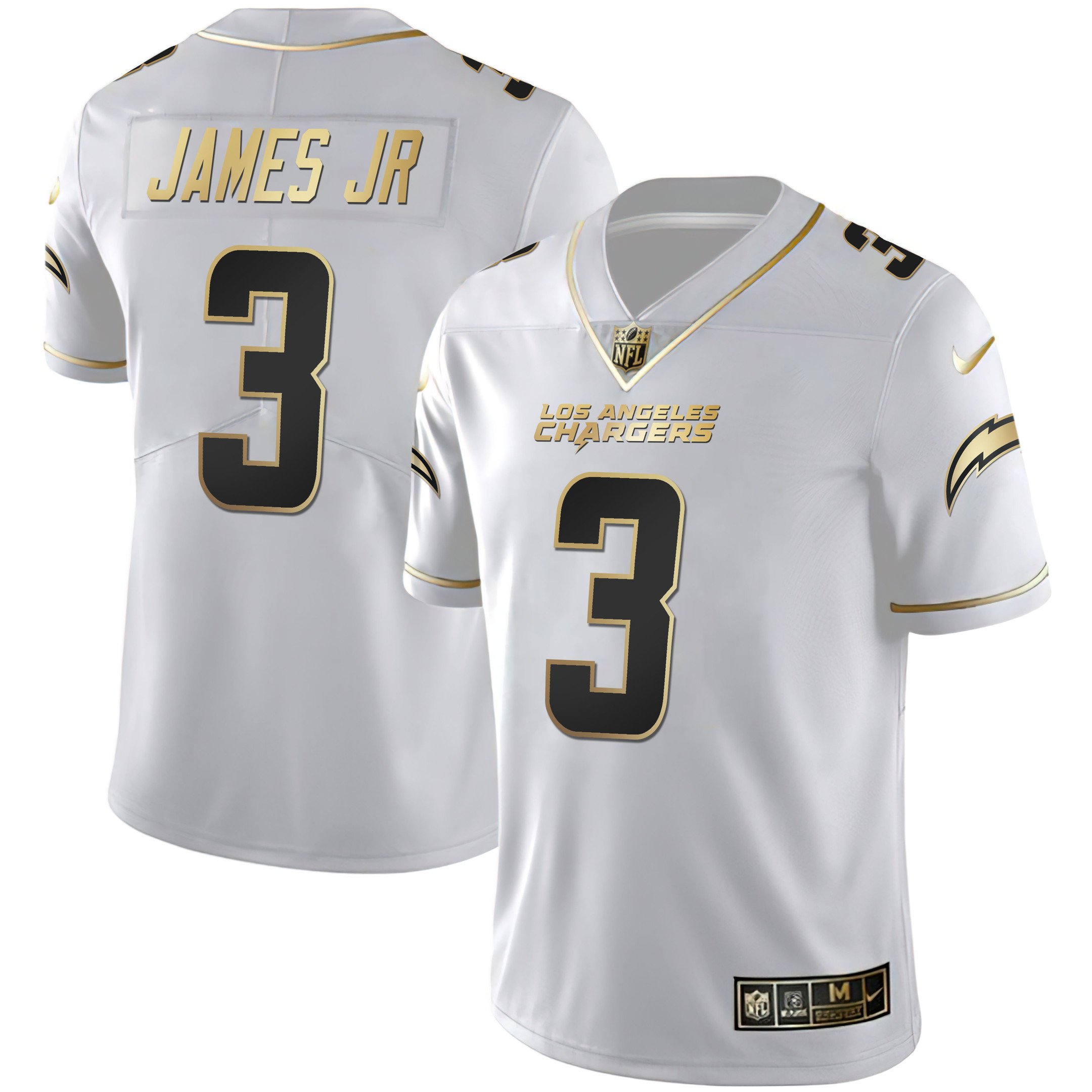 Derwin James Jr. Men's Los Angeles Chargers White Gold & Black Gold Jersey - All Stitched