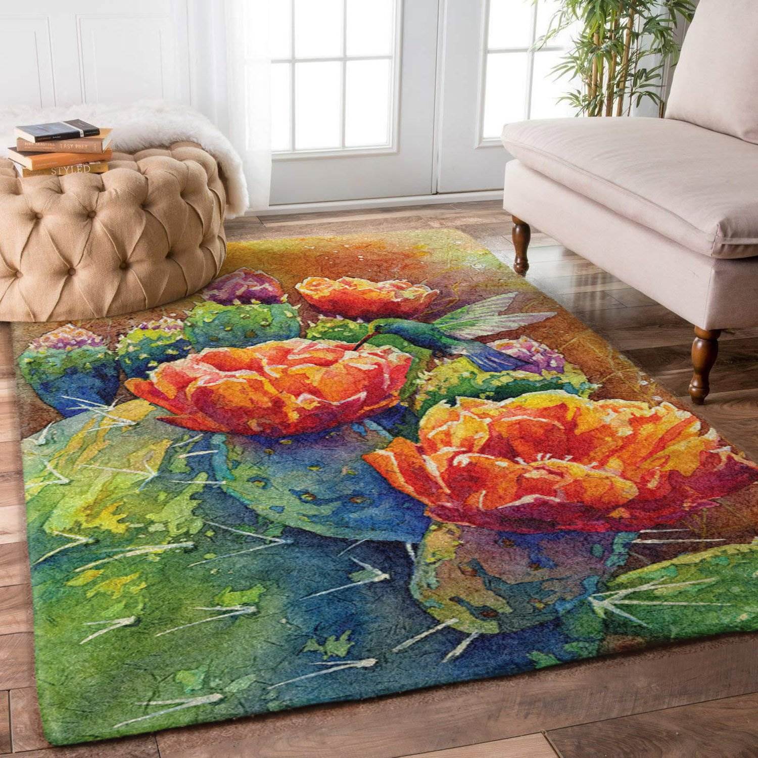 Desert Bloom Cactus And Hummingbird Limited Edition Rectangle Rug